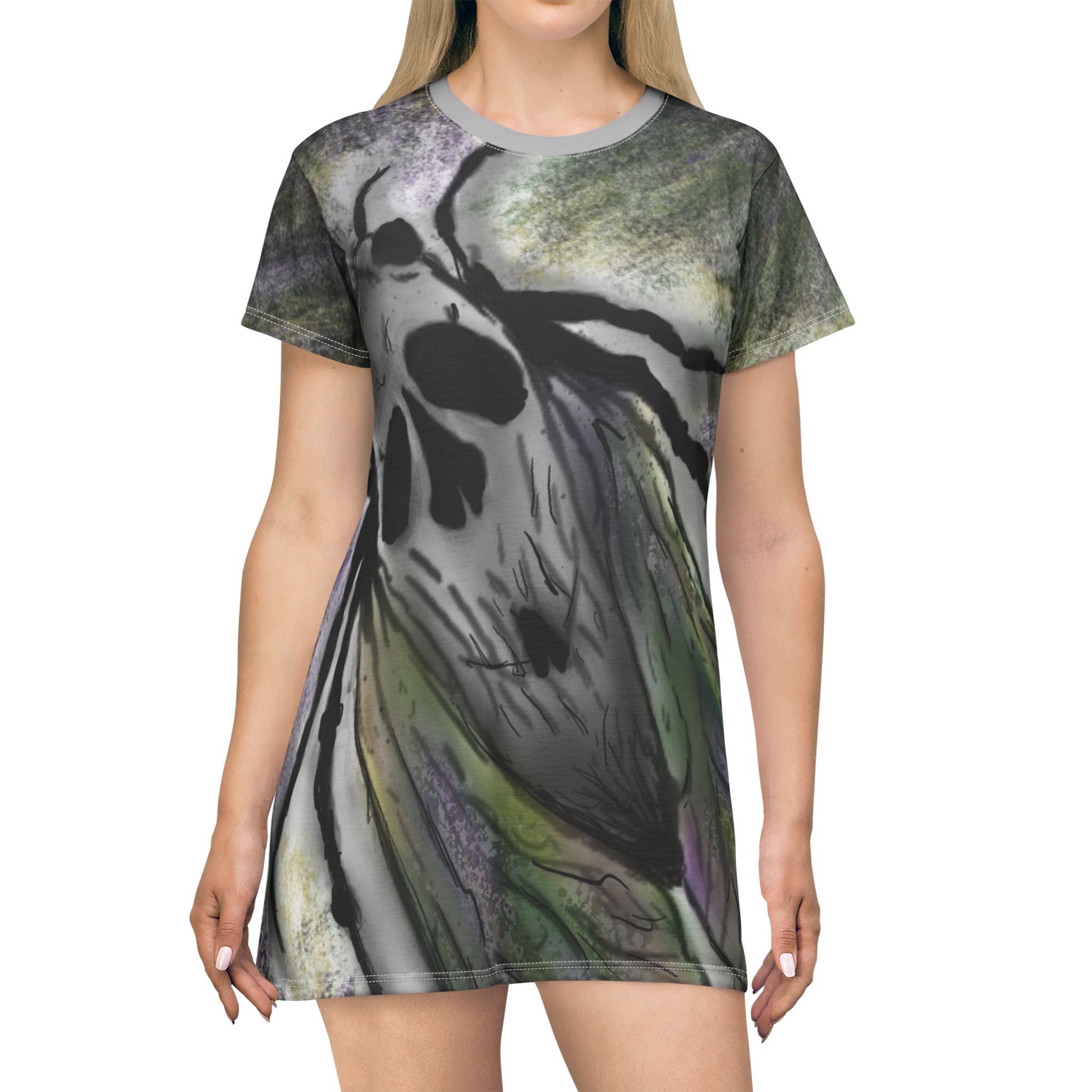Whimsical Insect T-Shirt Dress - Nature Lover's Outfit, Unique Summer Dress, Artistic Casual Wear, Gifts for Gardeners, Eco-Friendly Fashion