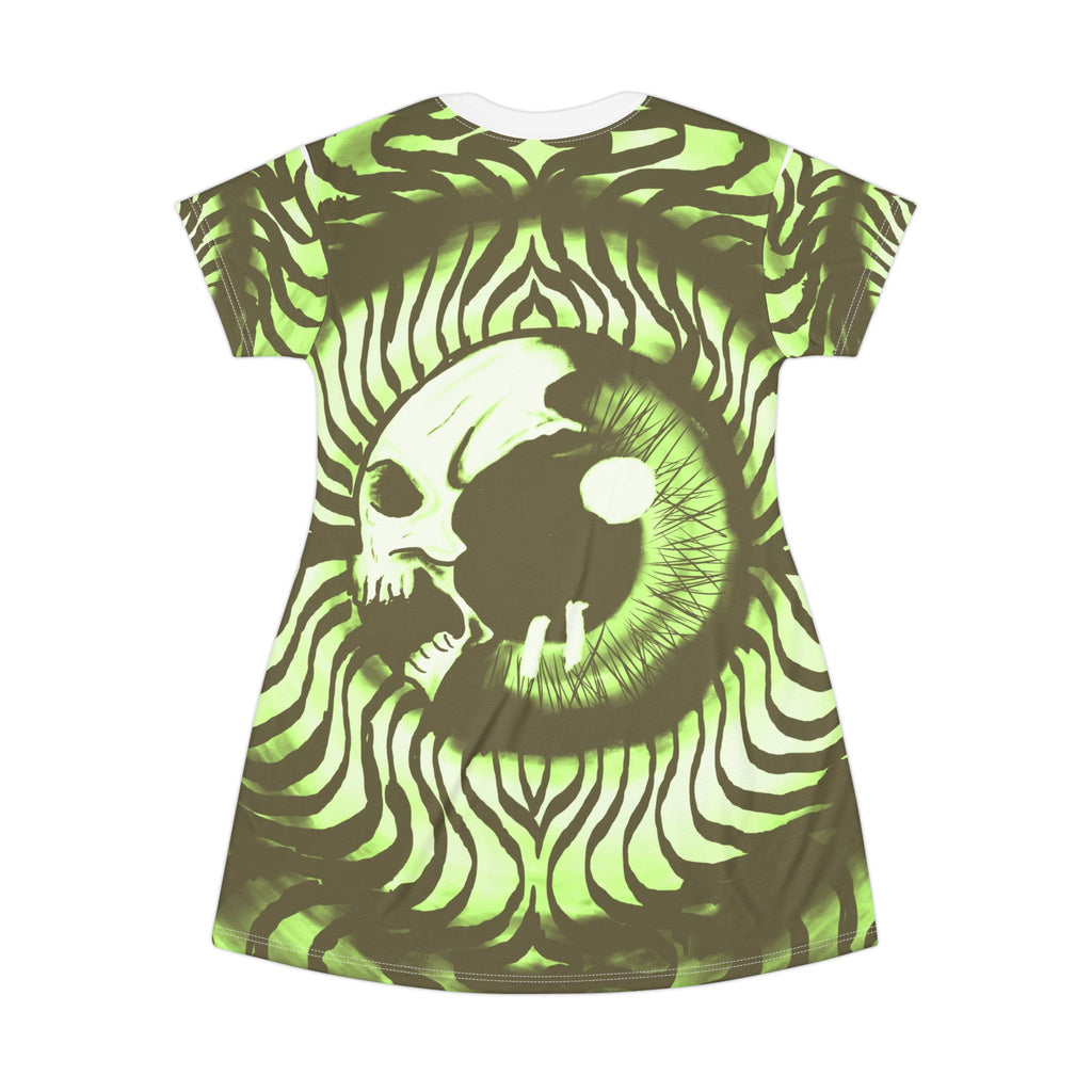 Edgy Skull Eye T-Shirt Dress, Trendy Casual Wear, Gothic Fashion, Unique Summer Outfit, Alternative Style Dress