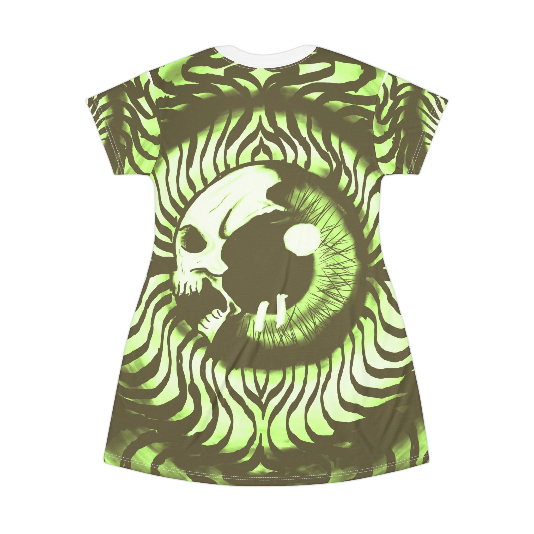 Edgy Skull Eye T-Shirt Dress, Trendy Casual Wear, Gothic Fashion, Unique Summer Outfit, Alternative Style Dress