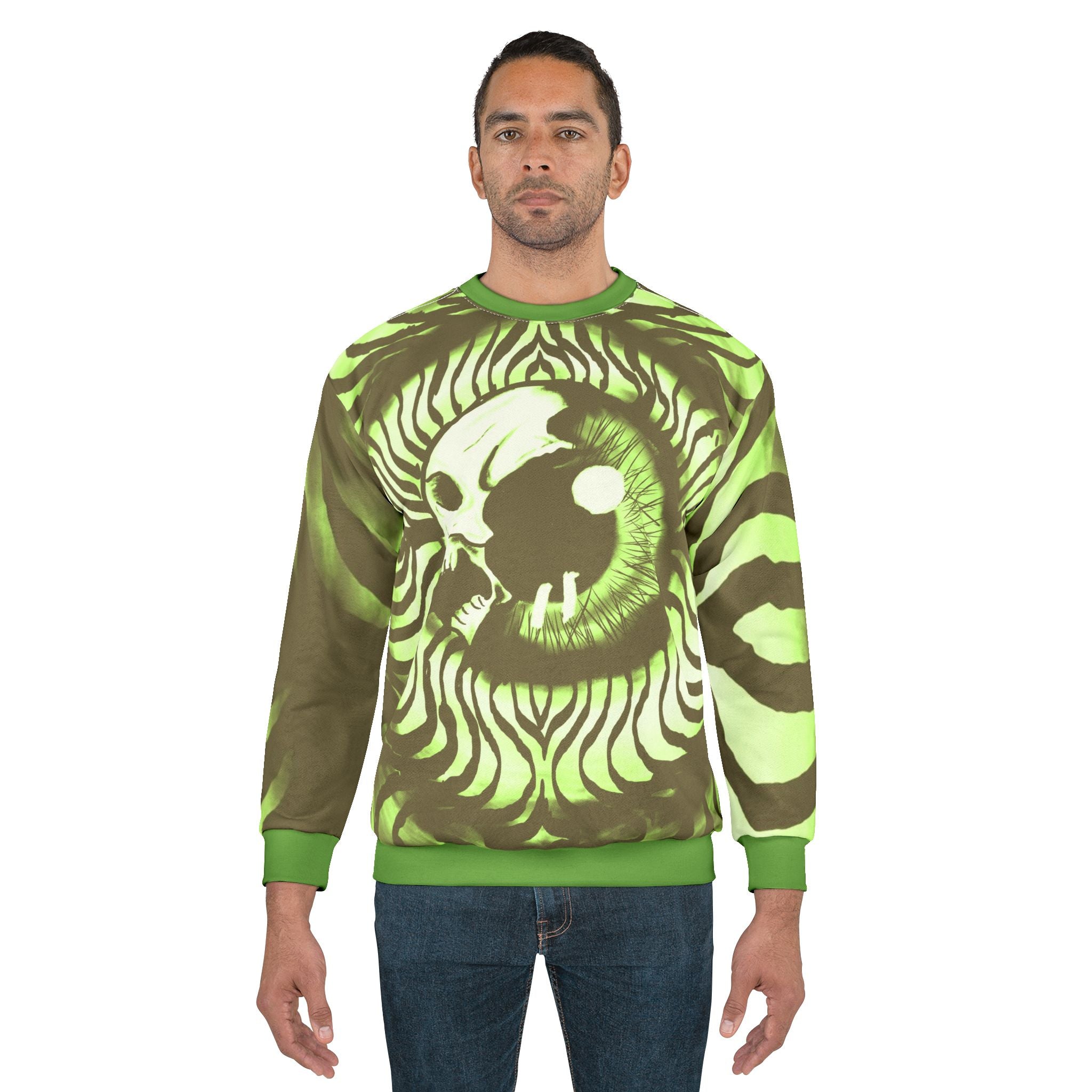 Eerie Eye Sweatshirt, Unisex Graphic Sweatshirt, Skull Design Crewneck, Halloween Apparel, Unique Gift for Friends