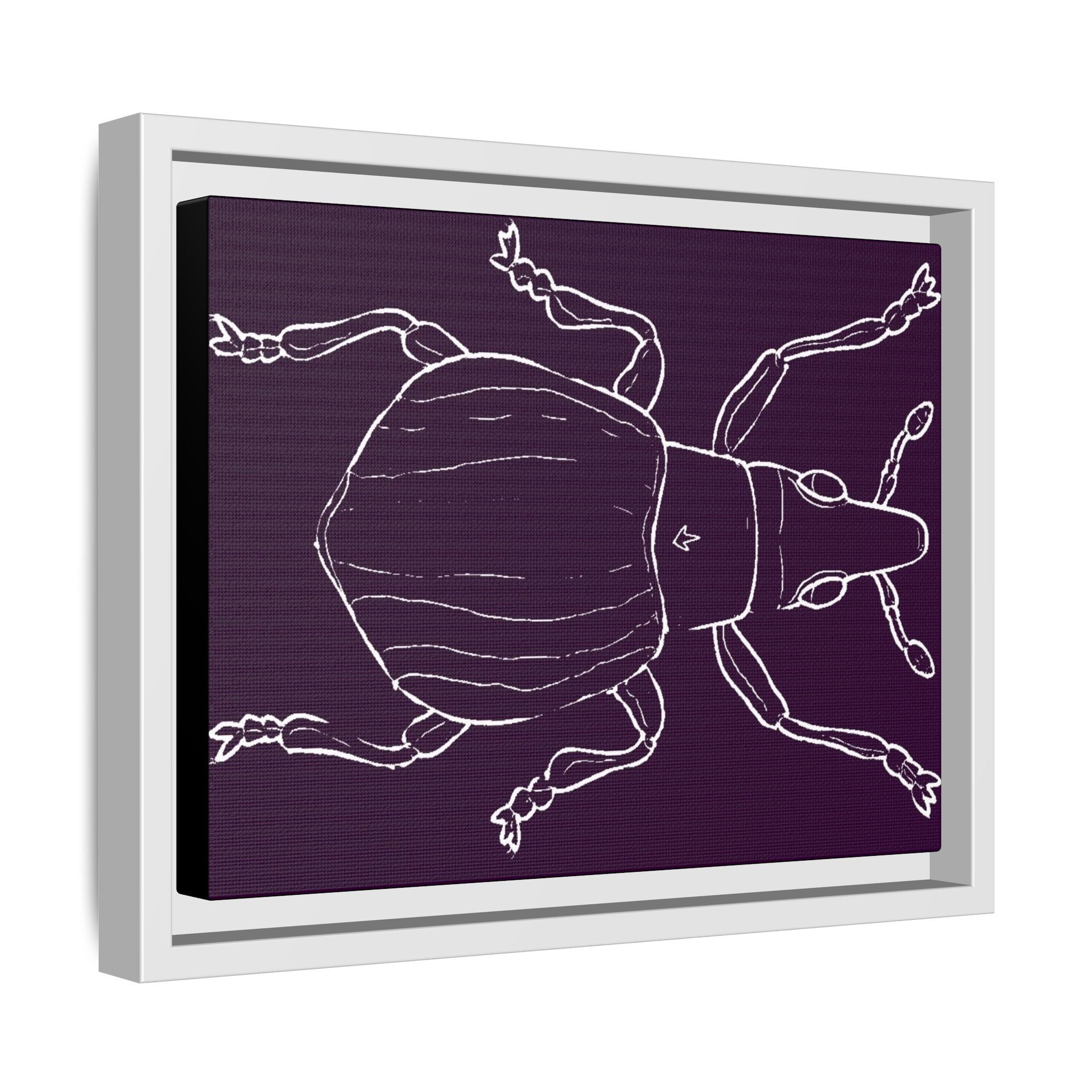 Insect-Inspired Framed Art Print, Unique Home Decor, Beetle Wall Art, Nature Lover Gift, Eco-Friendly Wall Hanging, Purple Insect Design