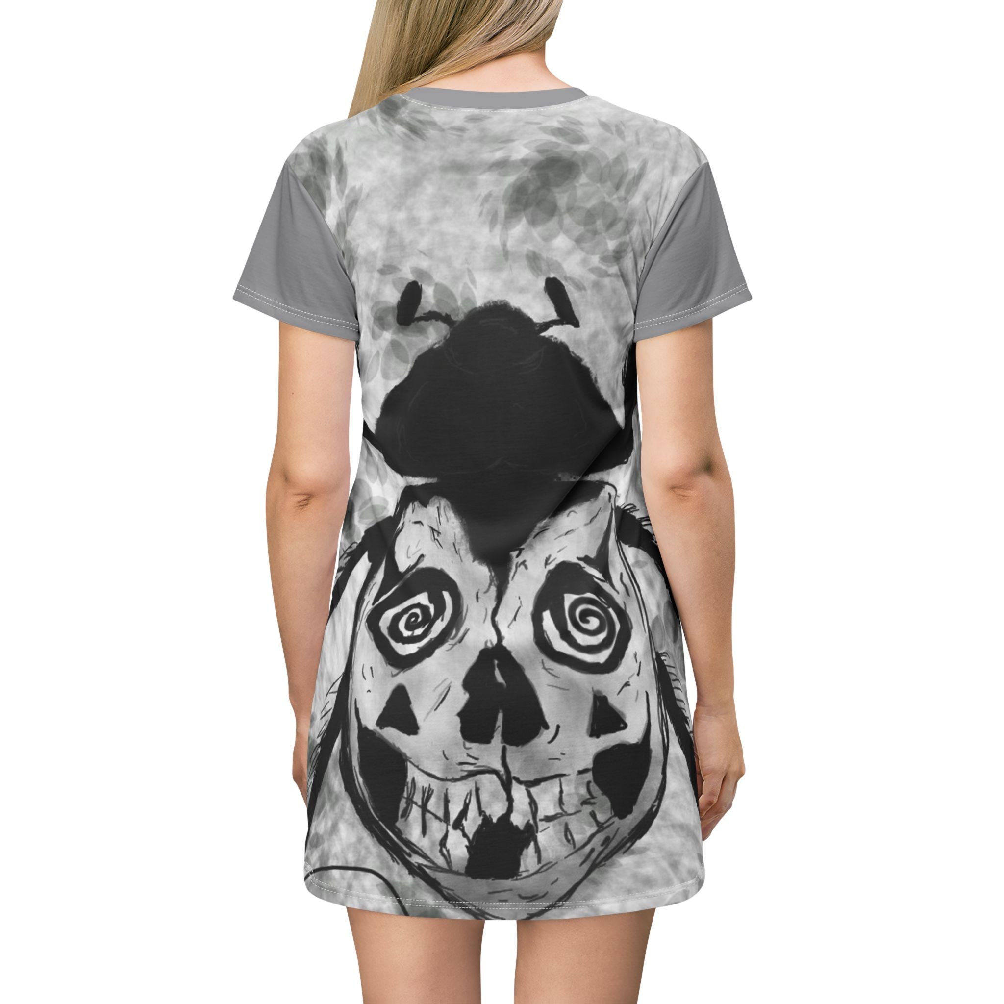 Gothic Skull T-Shirt Dress, Edgy Fashion, Alternative Style, Casual Wear, Halloween Outfit, Unique Gift