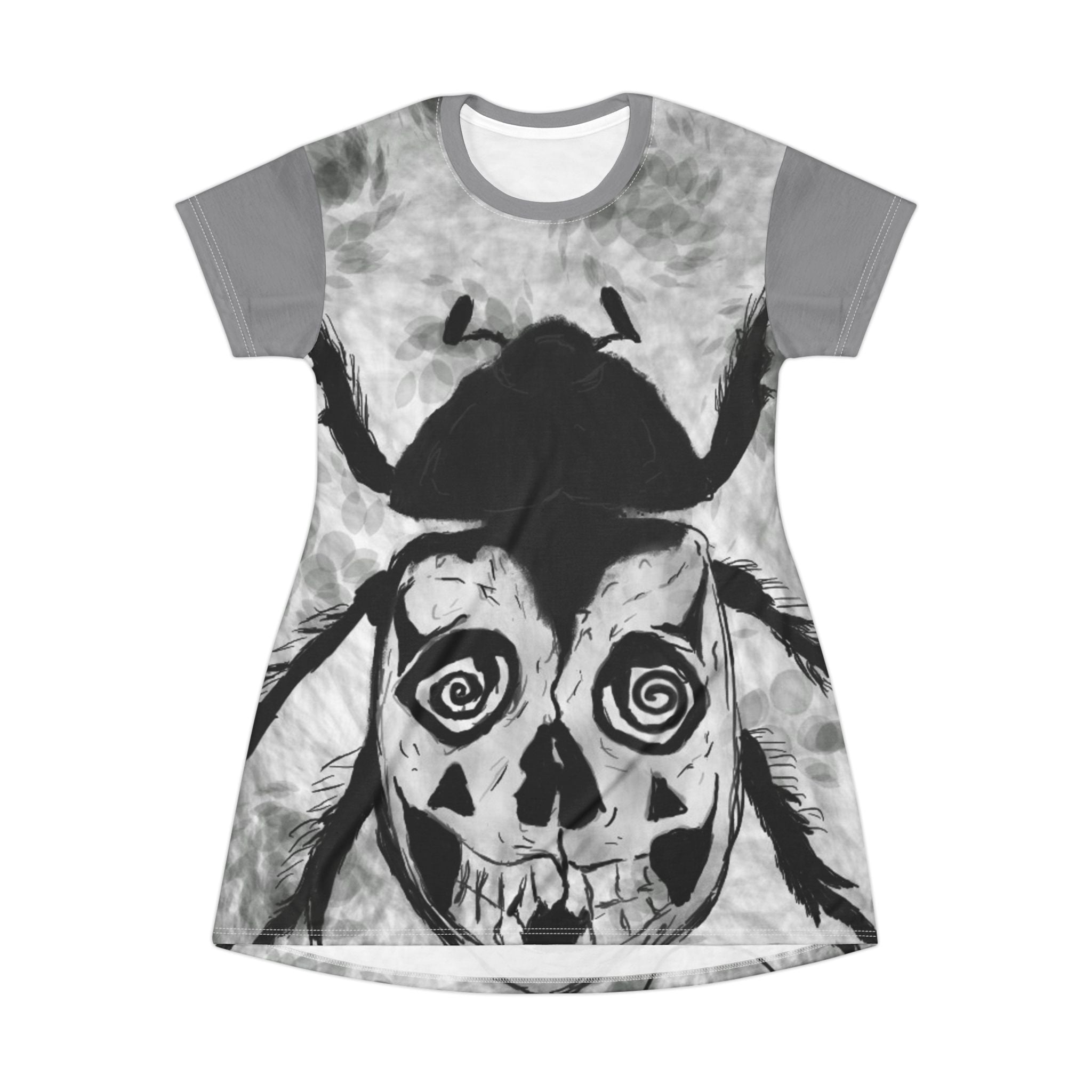 Gothic Skull T-Shirt Dress, Edgy Fashion, Alternative Style, Casual Wear, Halloween Outfit, Unique Gift