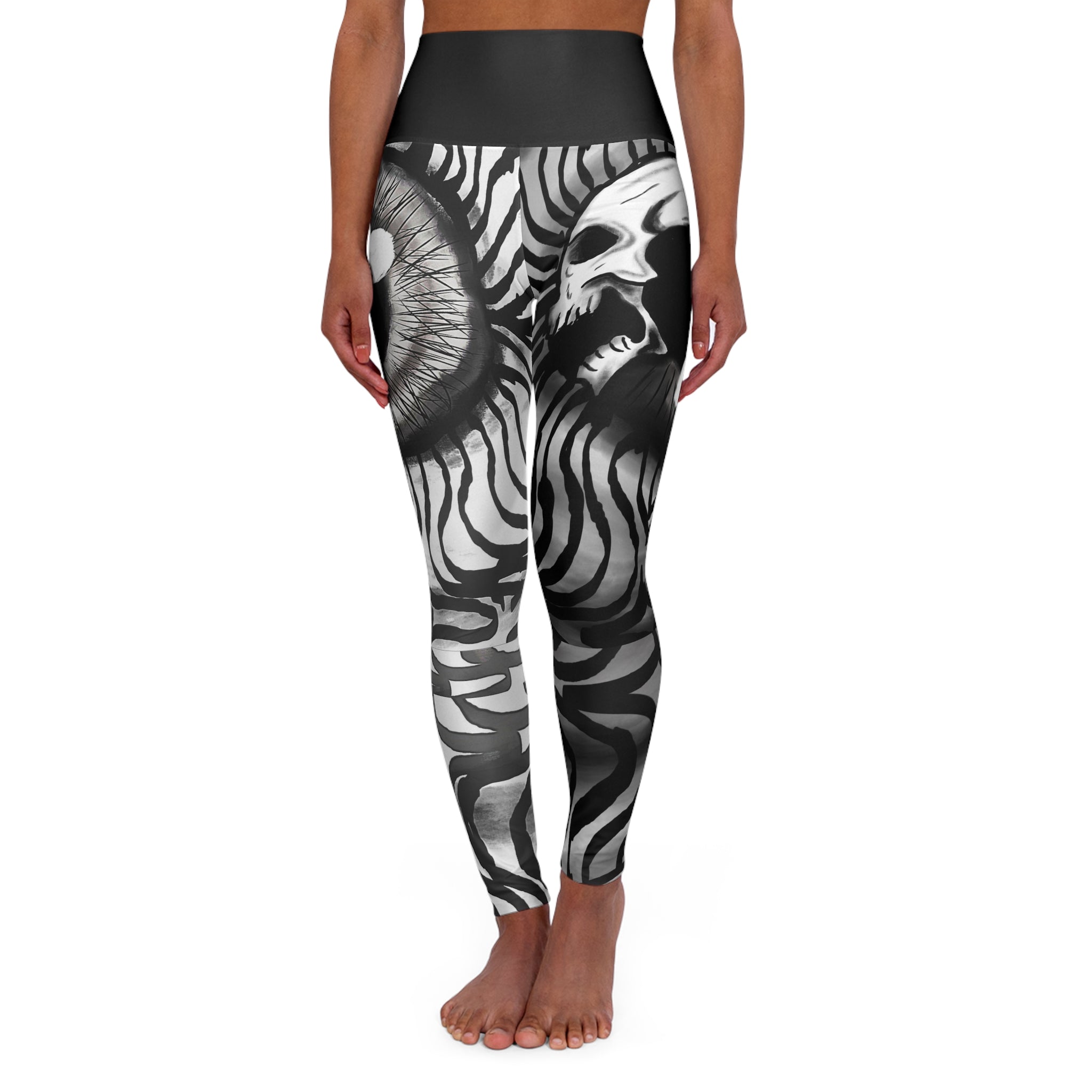 High Waisted Yoga Leggings with Edgy Skull Design, Fitness Apparel, Workout Leggings, Activewear, Gifts for Yoga Lovers, Stylish Leggings
