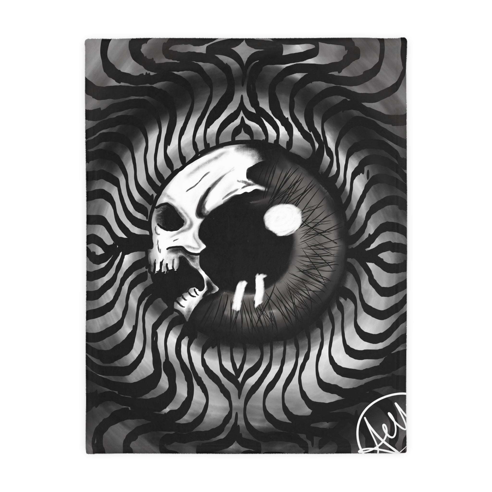 Gothic Skull Velveteen Blanket, Cozy Gothic Decor, Gift for Halloween, Home Blanket, Two-sided Print Throw