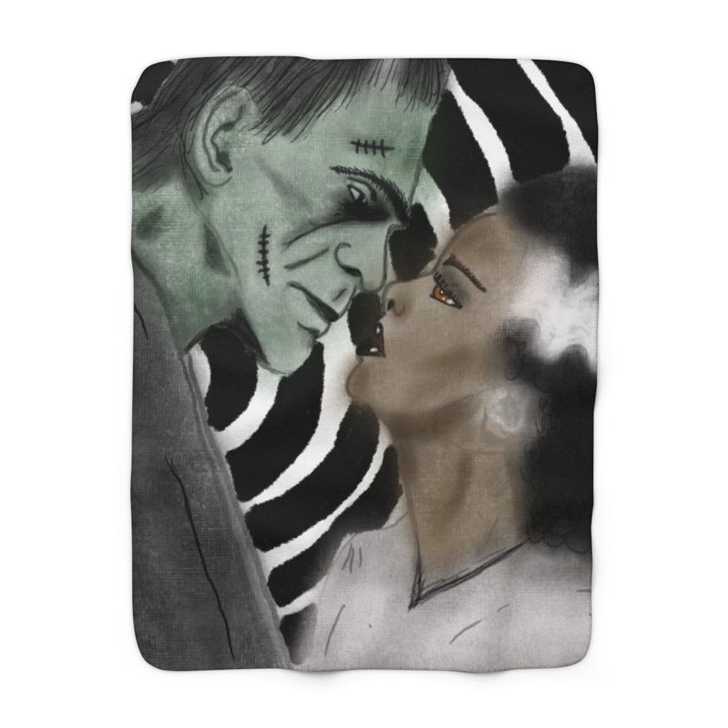 Frankenstein & His Bride Hypnotic Sherpa Fleece Blanket