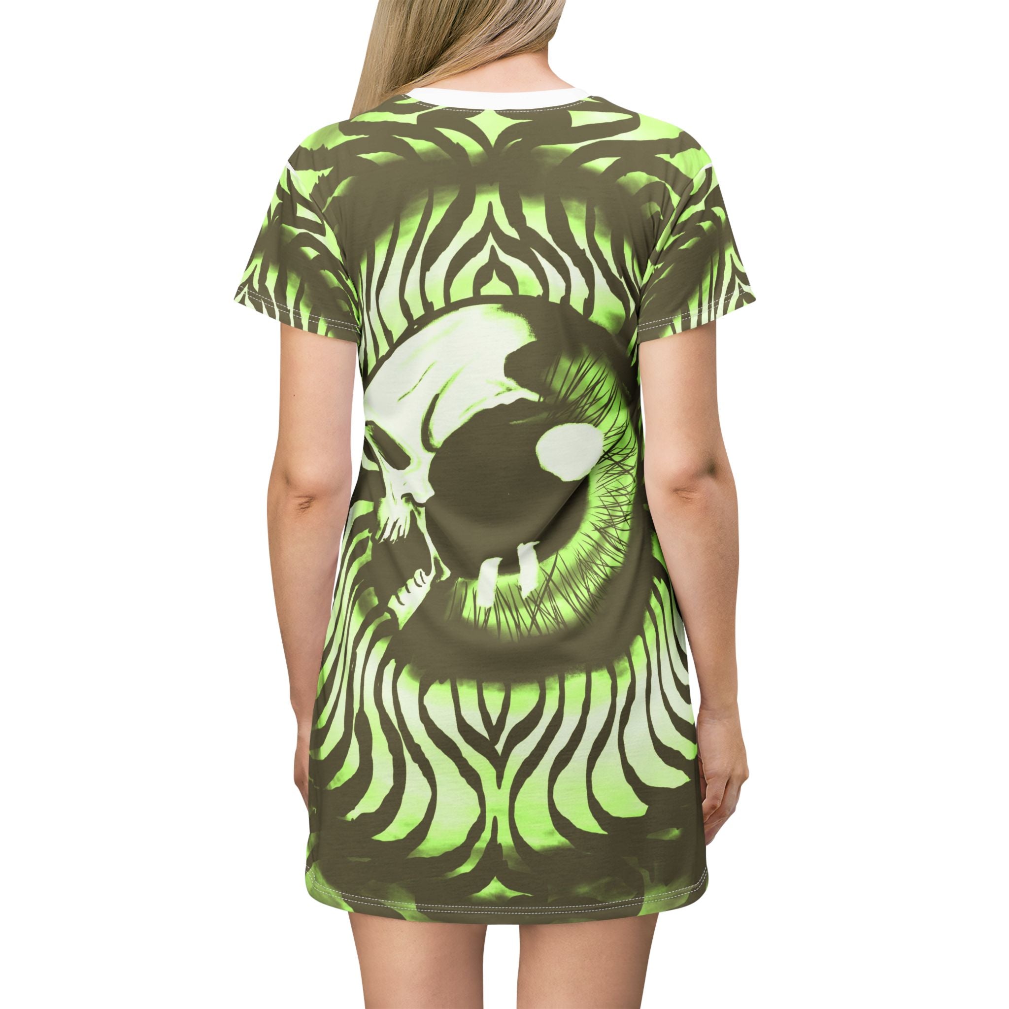 Edgy Skull Eye T-Shirt Dress, Trendy Casual Wear, Gothic Fashion, Unique Summer Outfit, Alternative Style Dress