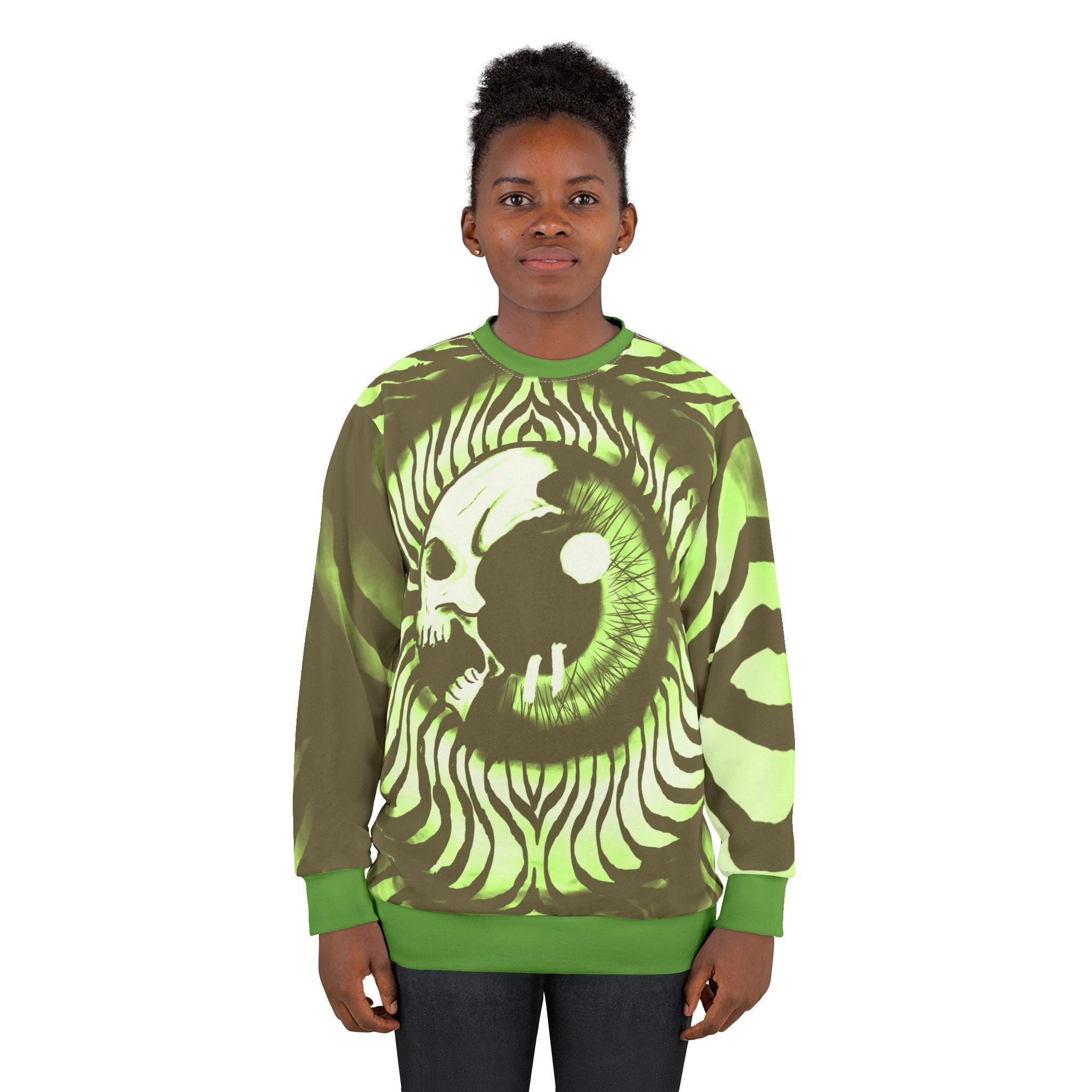 Eerie Eye Sweatshirt, Unisex Graphic Sweatshirt, Skull Design Crewneck, Halloween Apparel, Unique Gift for Friends