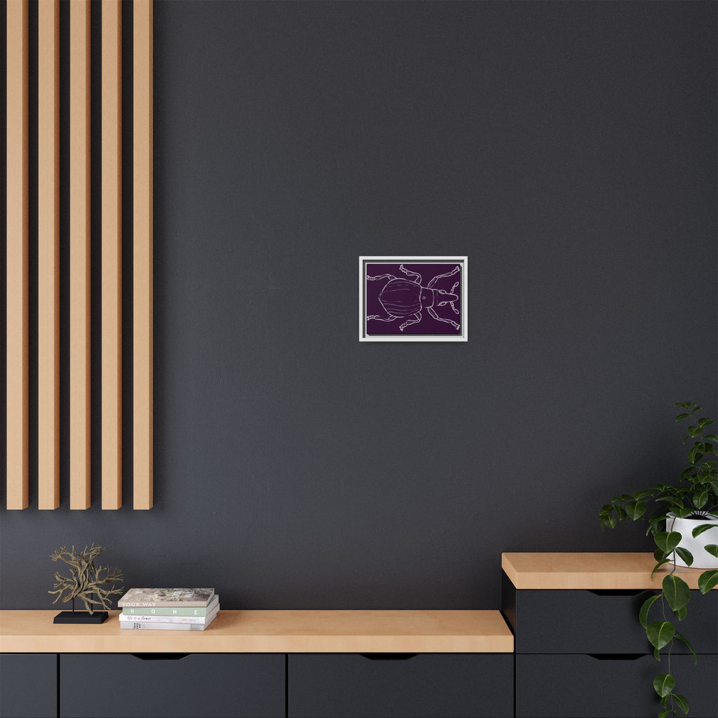 Insect-Inspired Framed Art Print, Unique Home Decor, Beetle Wall Art, Nature Lover Gift, Eco-Friendly Wall Hanging, Purple Insect Design