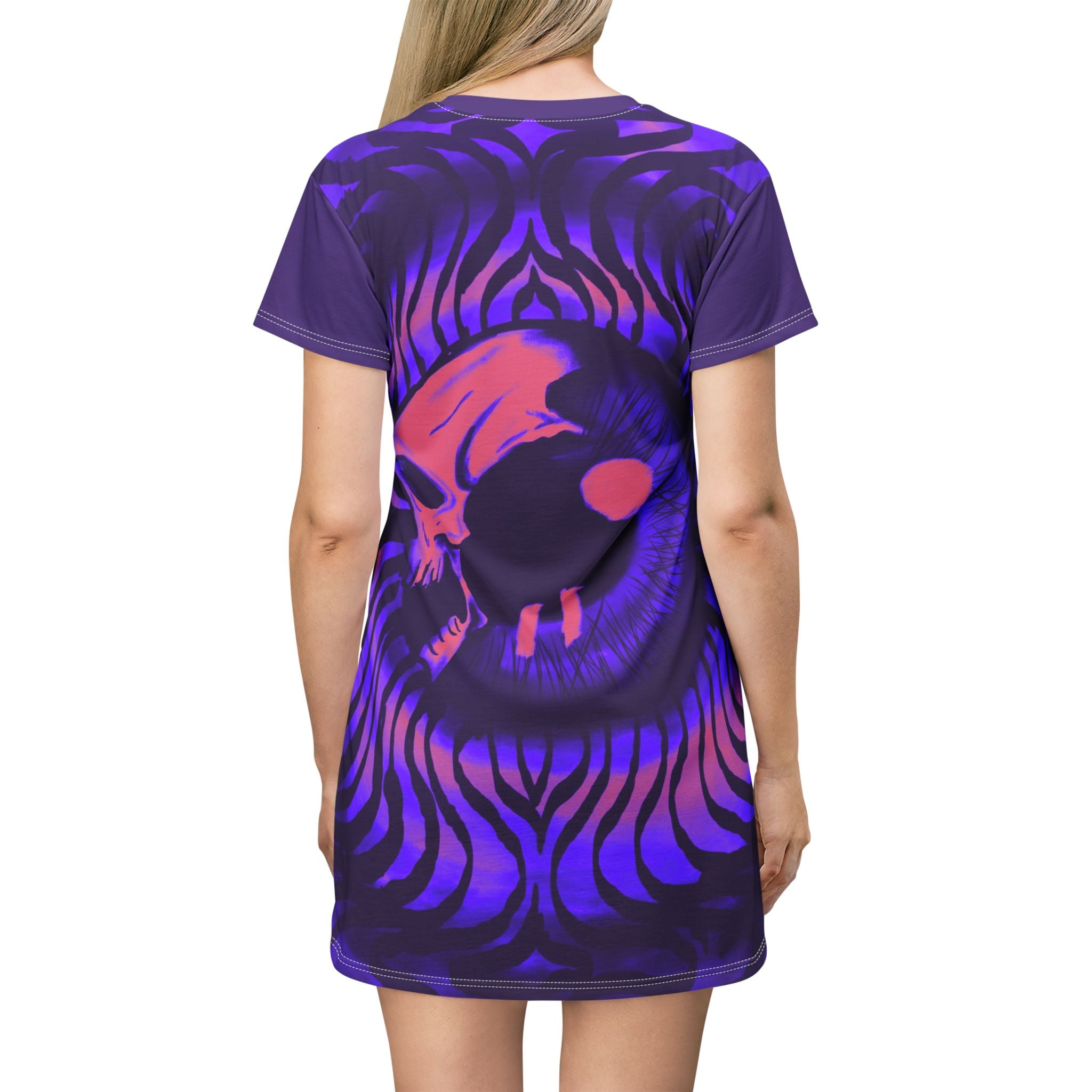 Psychedelic Skull T-Shirt Dress, Bohemian Fashion, Alternative Style, Festival Outfit, Casual Wear, Music Festival Dress