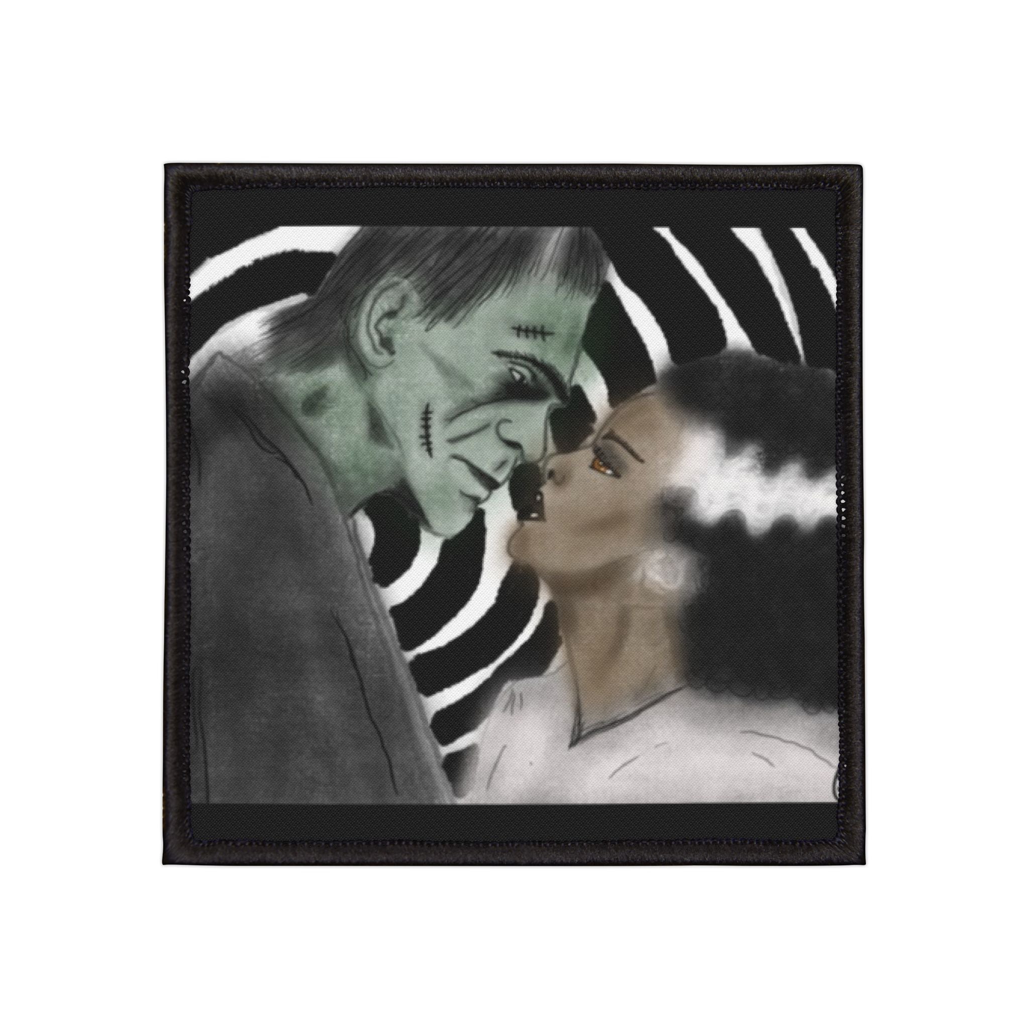 Frankenstein Kiss Iron-On Patches | Horror Patch, Gothic Decor, Vintage Style, DIY Fashion, Unique Gift