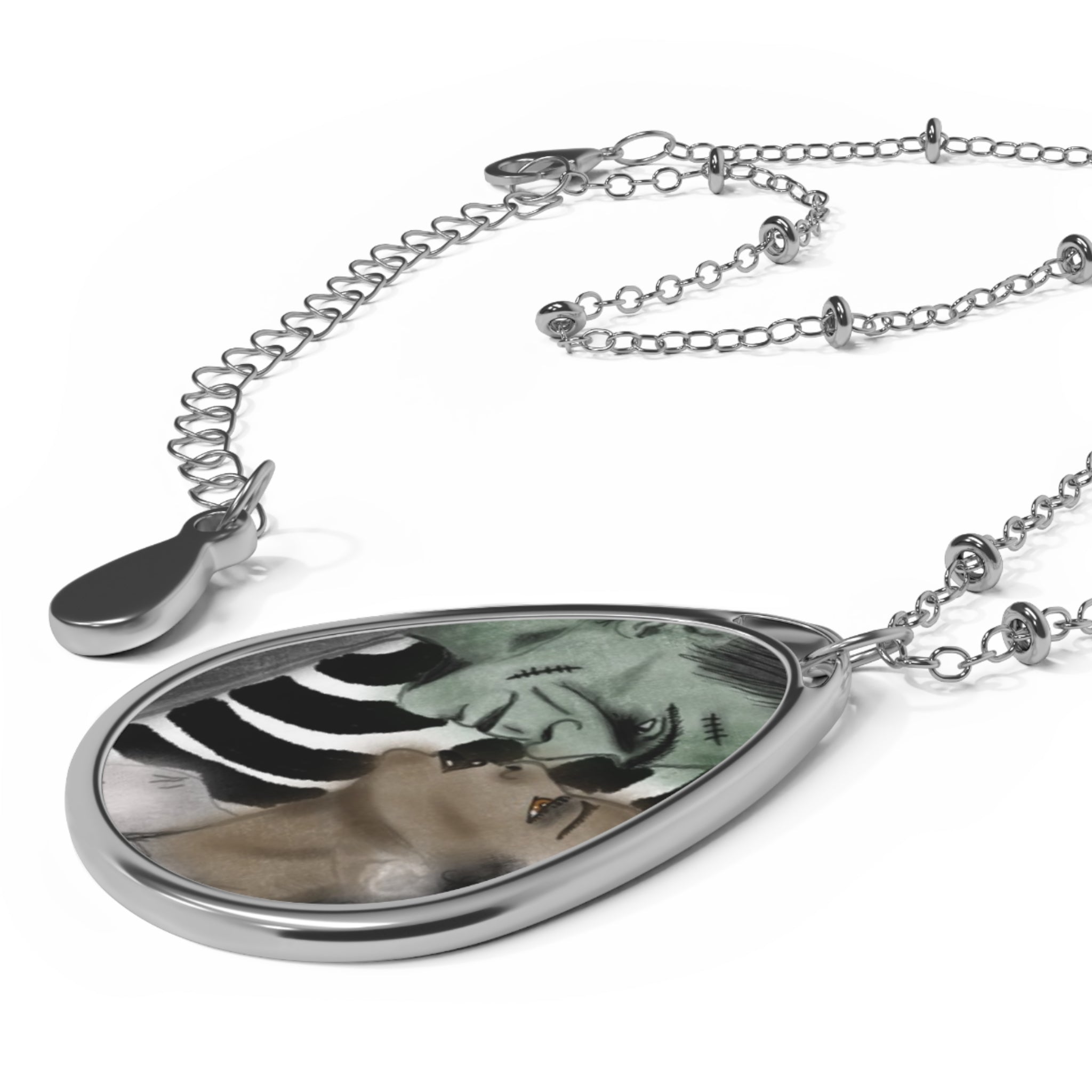 Oval Necklace with Customizable Pendant | Romantic Gift, Personalized Jewelry, Unique Accessories, Anniversary Present, Everyday Wear