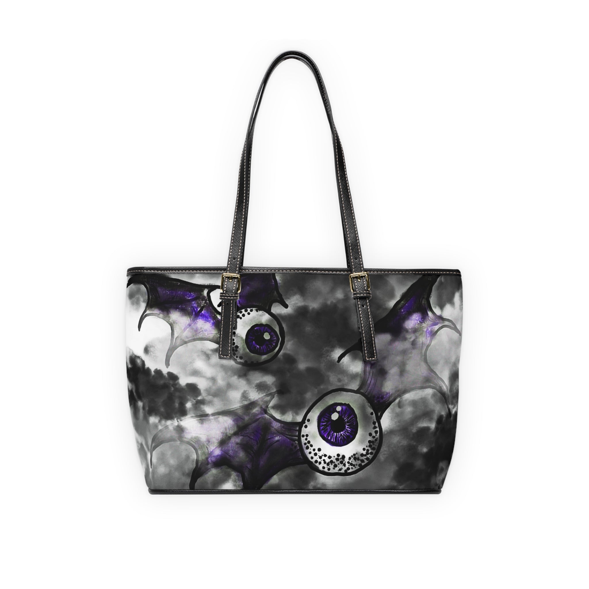 Gothic PU Leather Shoulder Bag, Halloween Handbag, Stylish Tote with Bat Design, Spooky Accessories, Unique Gifts for Her