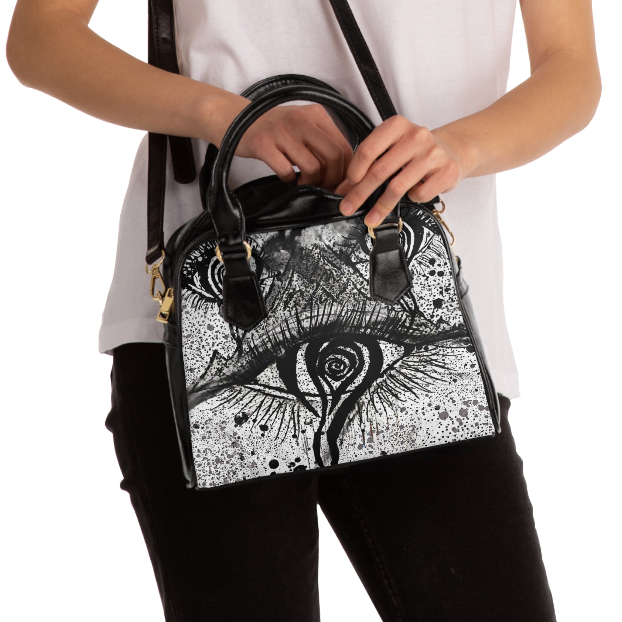 Mystical Eye Shoulder Handbag, Boho Chic Bag, Unique Purse, Eye Art Bag, Fashion Accessories for Women, Gift for Her