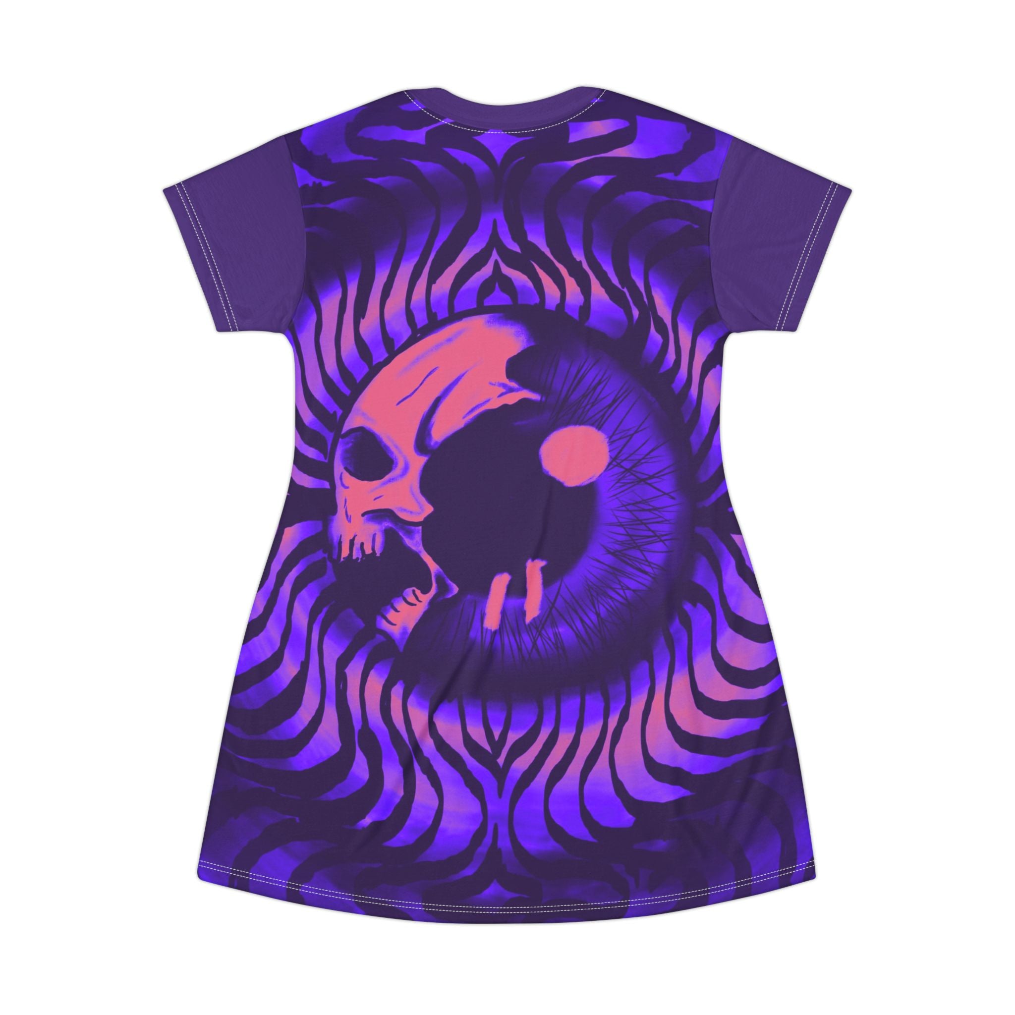 Psychedelic Skull T-Shirt Dress, Bohemian Fashion, Alternative Style, Festival Outfit, Casual Wear, Music Festival Dress