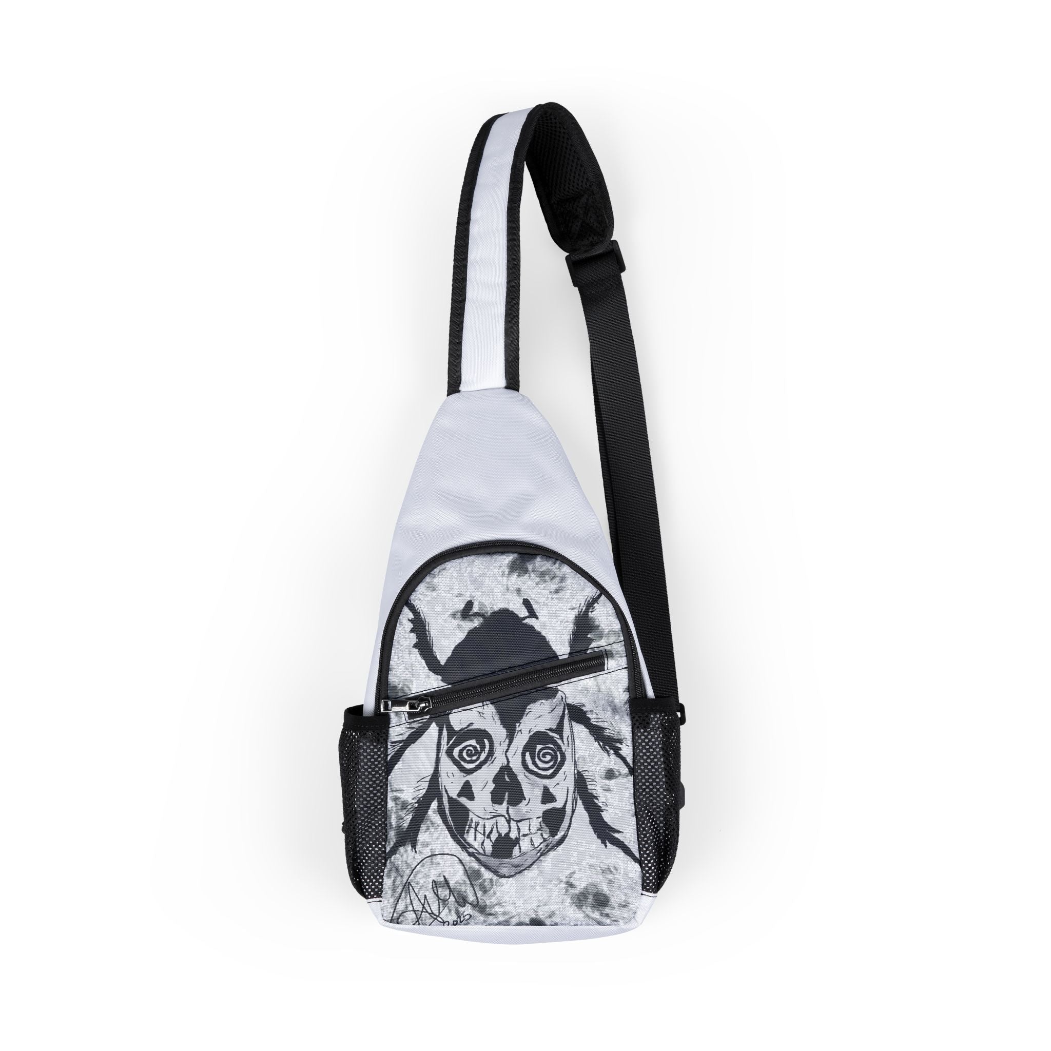 Edgy Chest Bag with Skull Design, Unisex Sling Bag, Rotted Visions Trendy Accessory, Perfect for Festivals, Casual Outings