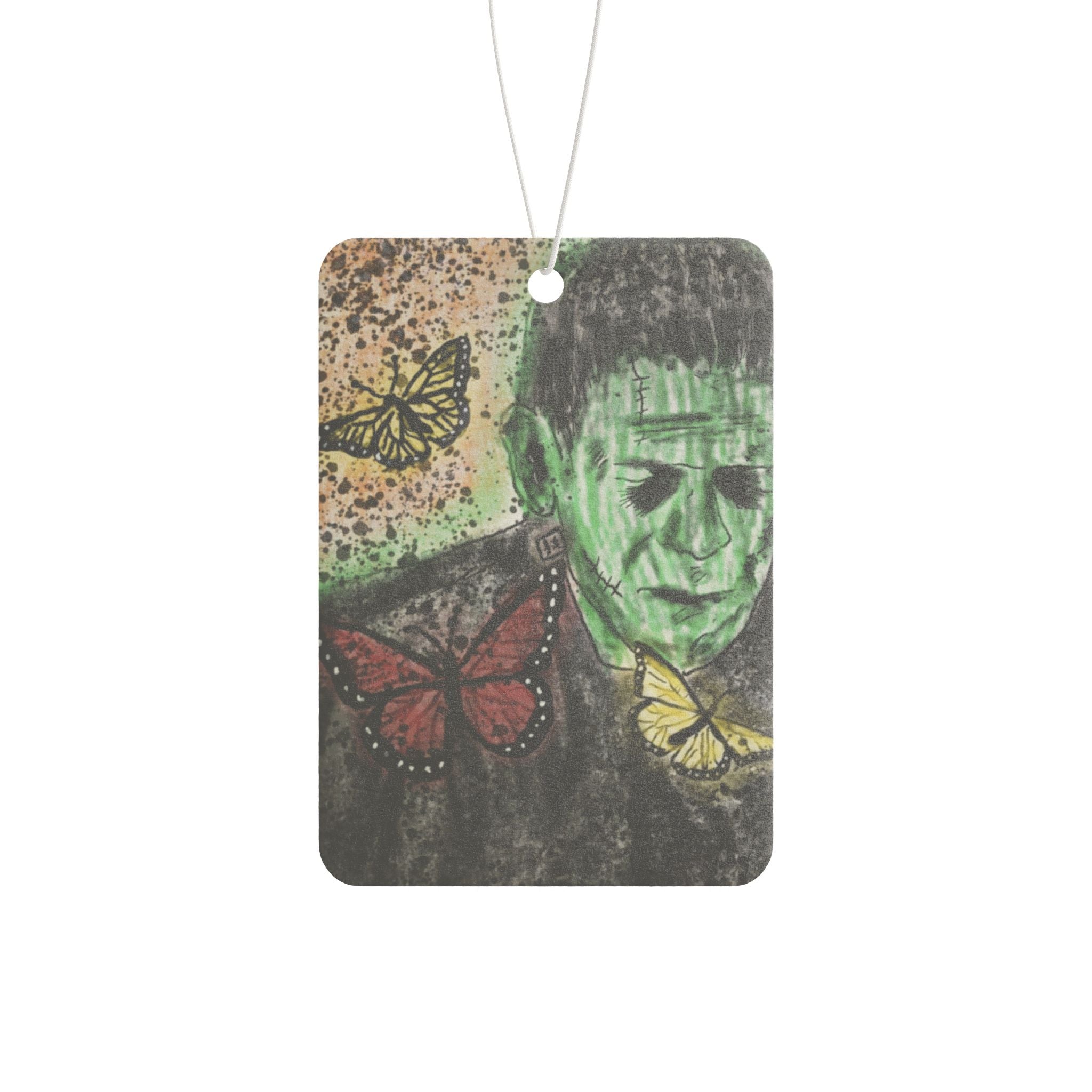 Frankenstein Butterfly Car Air Freshener | Unique Auto Decor, Gift for Horror Fans, Home Fragrance, Halloween Decor, Vintage Style