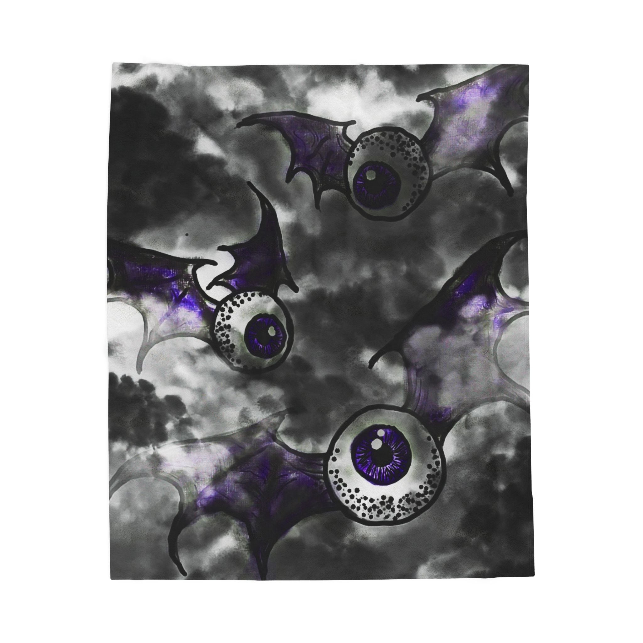 Spooky Bat Eye Plush Blanket - Cozy Halloween Decor, Gothic Home Accessory, Soft Throw for Fall, Perfect Gift