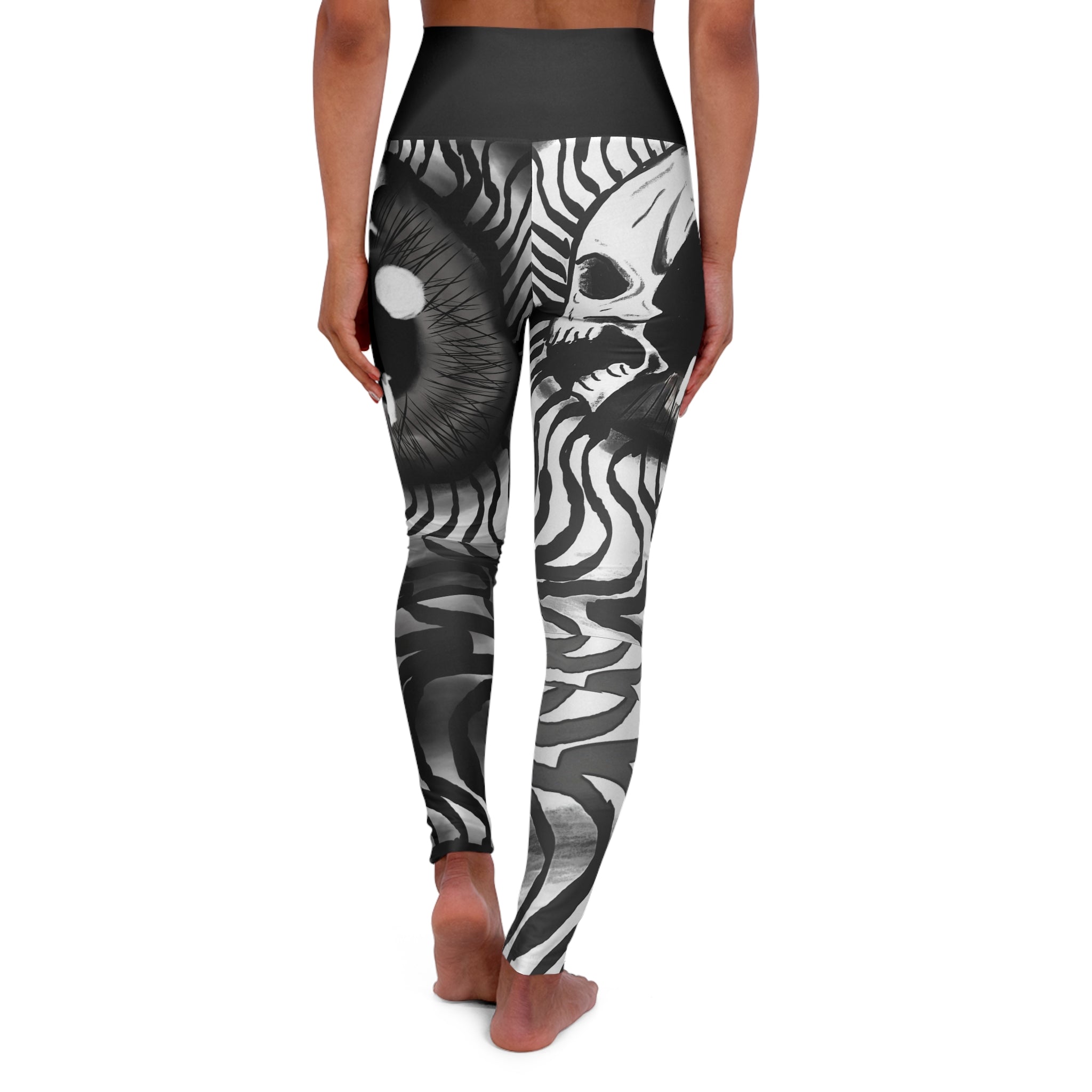 High Waisted Yoga Leggings with Edgy Skull Design, Fitness Apparel, Workout Leggings, Activewear, Gifts for Yoga Lovers, Stylish Leggings