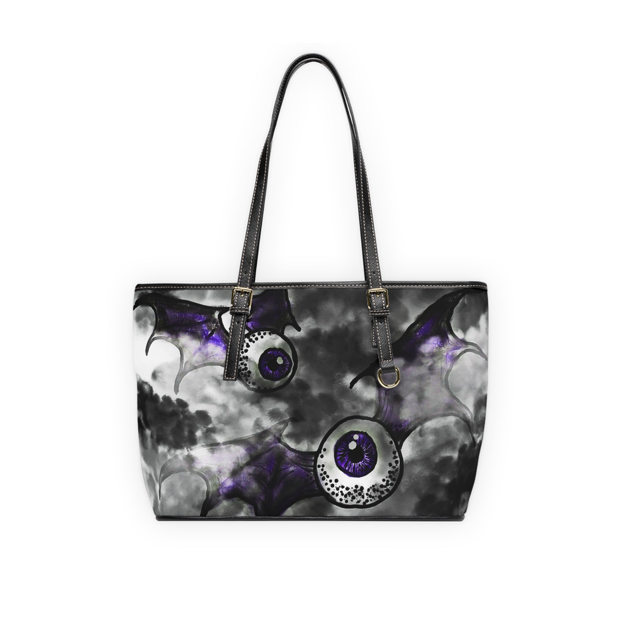 Gothic PU Leather Shoulder Bag, Halloween Handbag, Stylish Tote with Bat Design, Spooky Accessories, Unique Gifts for Her