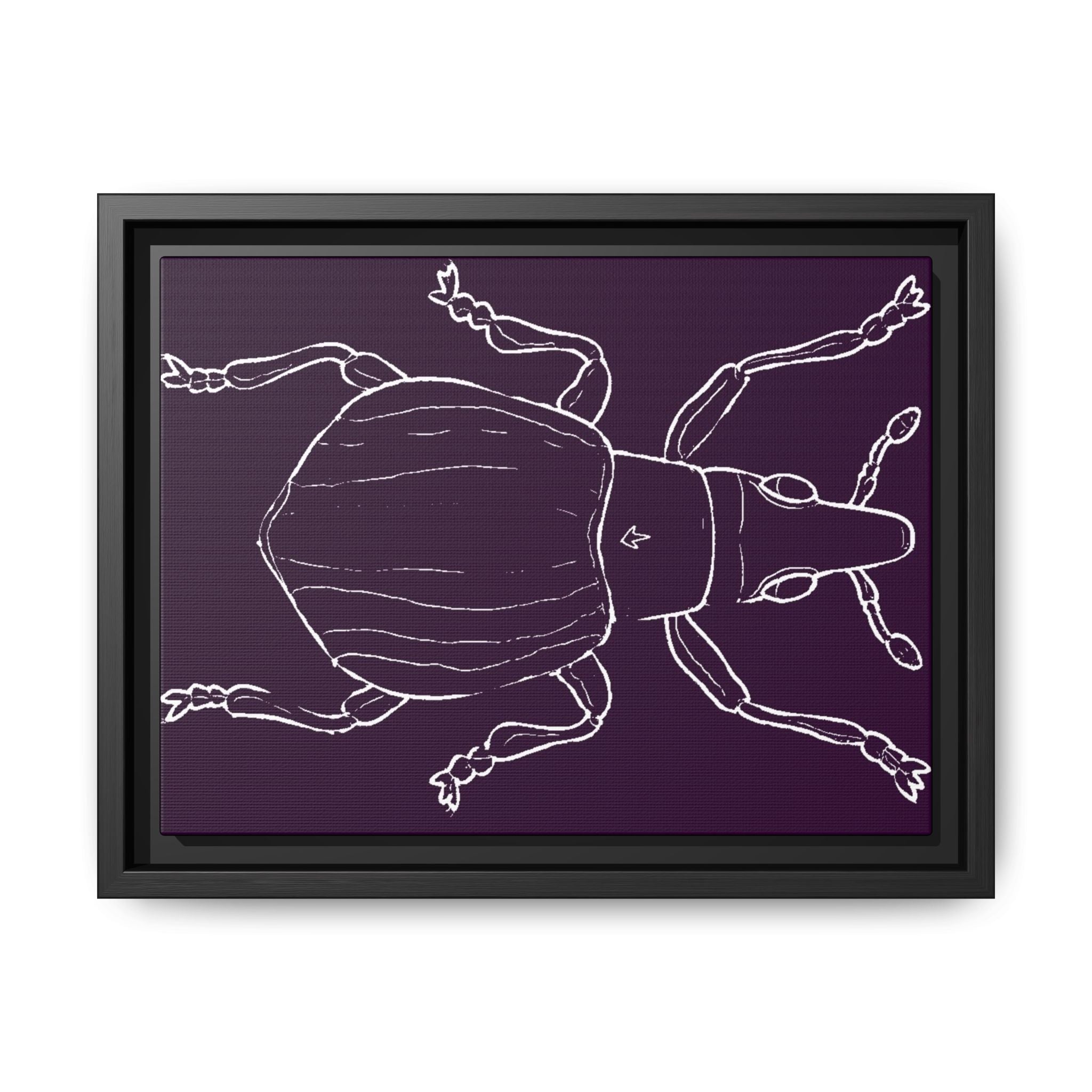 Insect-Inspired Framed Art Print, Unique Home Decor, Beetle Wall Art, Nature Lover Gift, Eco-Friendly Wall Hanging, Purple Insect Design