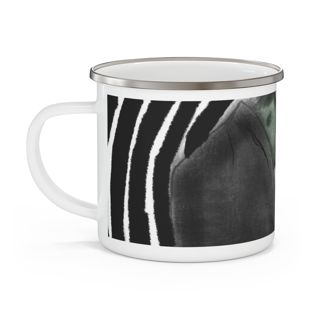 Spooky Kiss Enamel Camping Mug - Halloween Gift, Outdoor Adventure Mug, Gothic Home Decor, Unique Art Mug, Cozy Drinkware