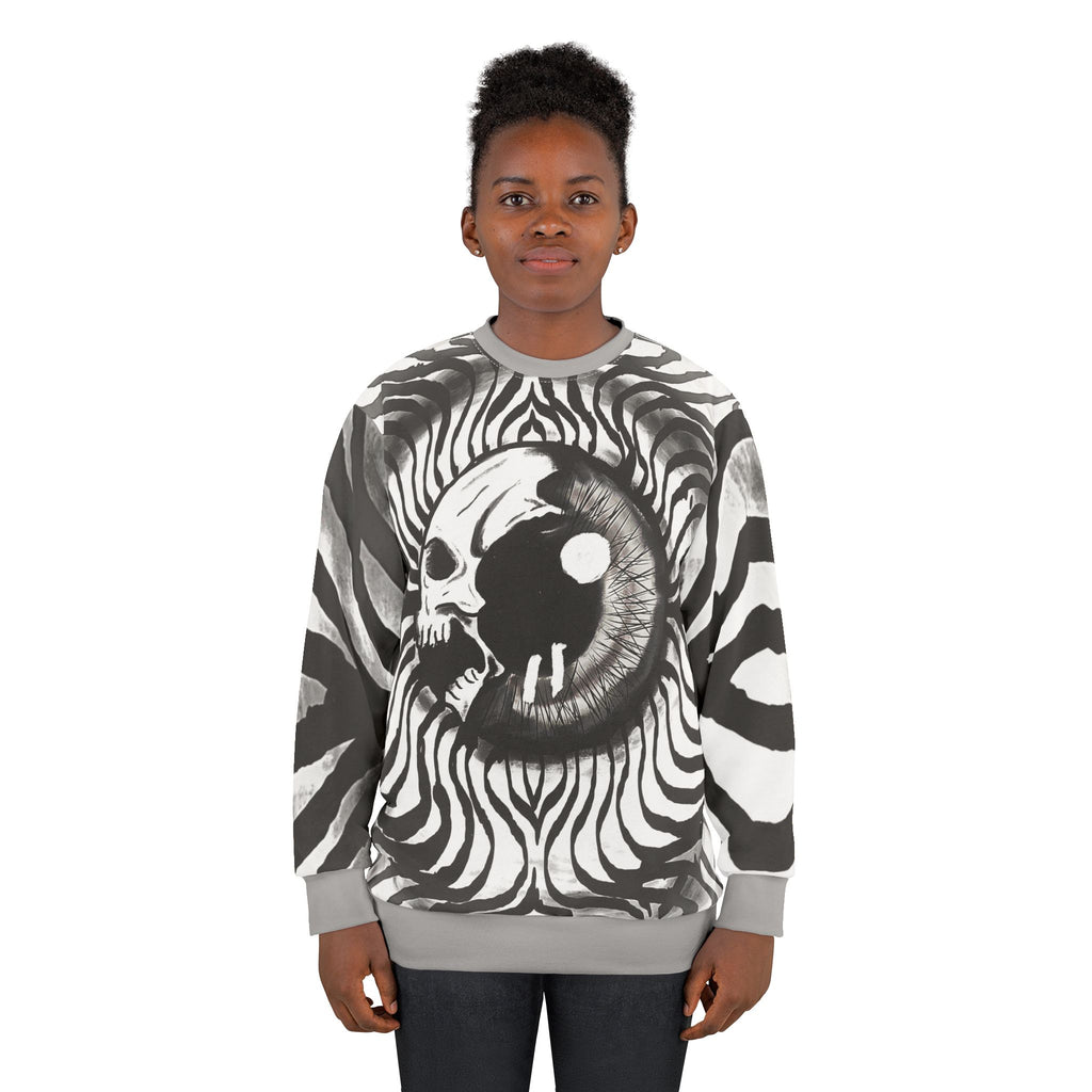 Edgy Skull Graphic Unisex Sweatshirt | Cozy Casual Wear, Trendy Oversized Style, Unique Gift for Halloween, Fall Fashion