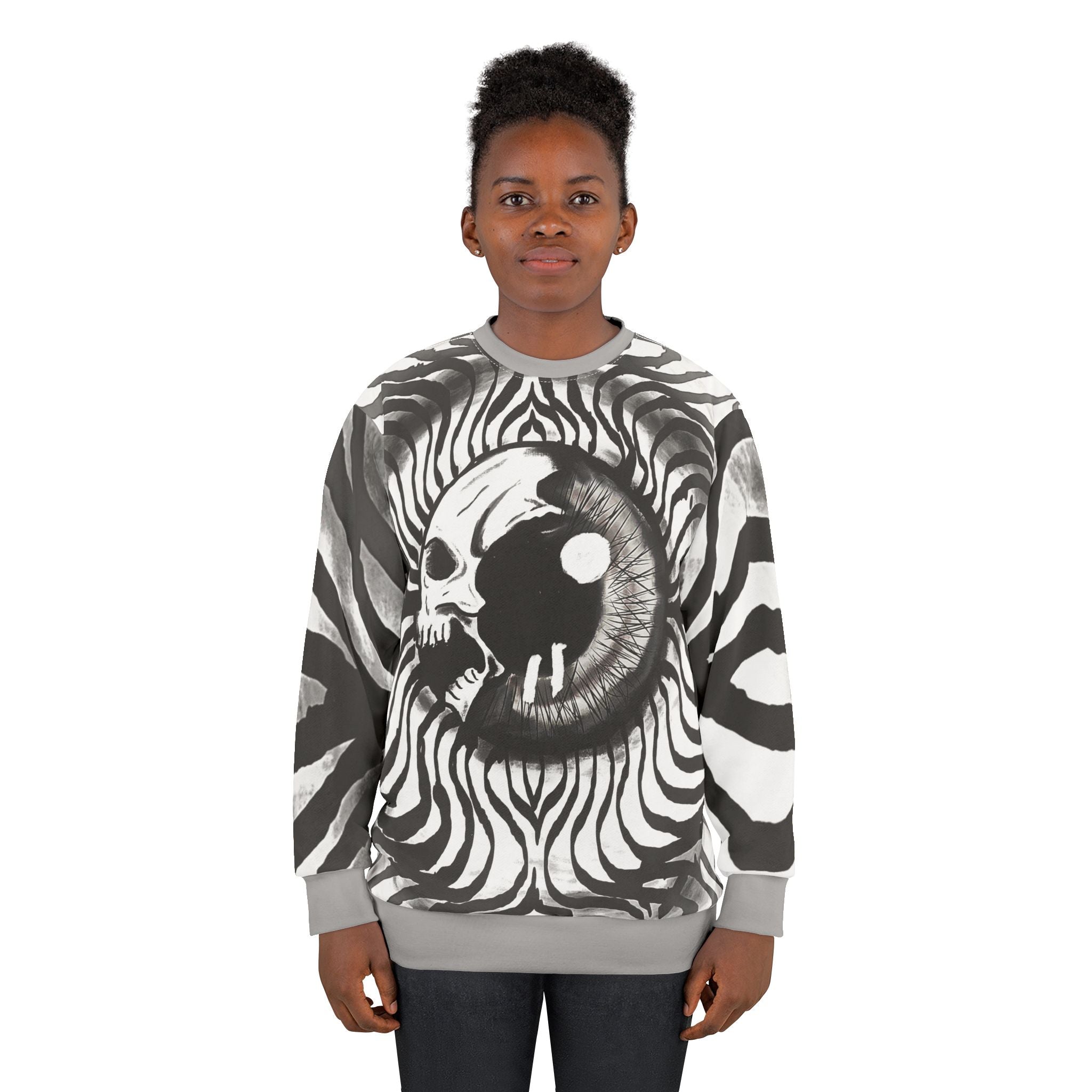 Edgy Skull Graphic Unisex Sweatshirt | Cozy Casual Wear, Trendy Oversized Style, Unique Gift for Halloween, Fall Fashion