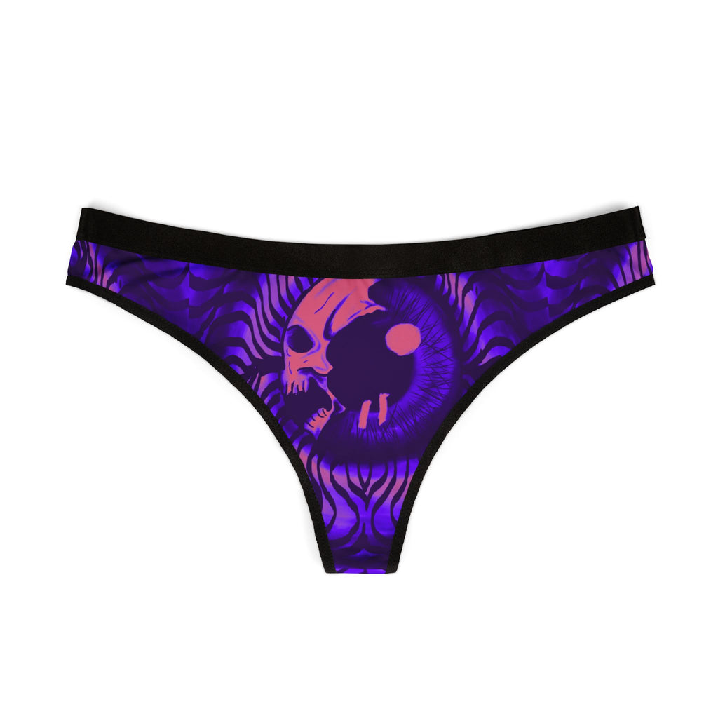 Gothic Skull Women's Thongs - AOP, Unique Lingerie, Purple Intimates, Alternative Fashion, Perfect Gift for Halloween