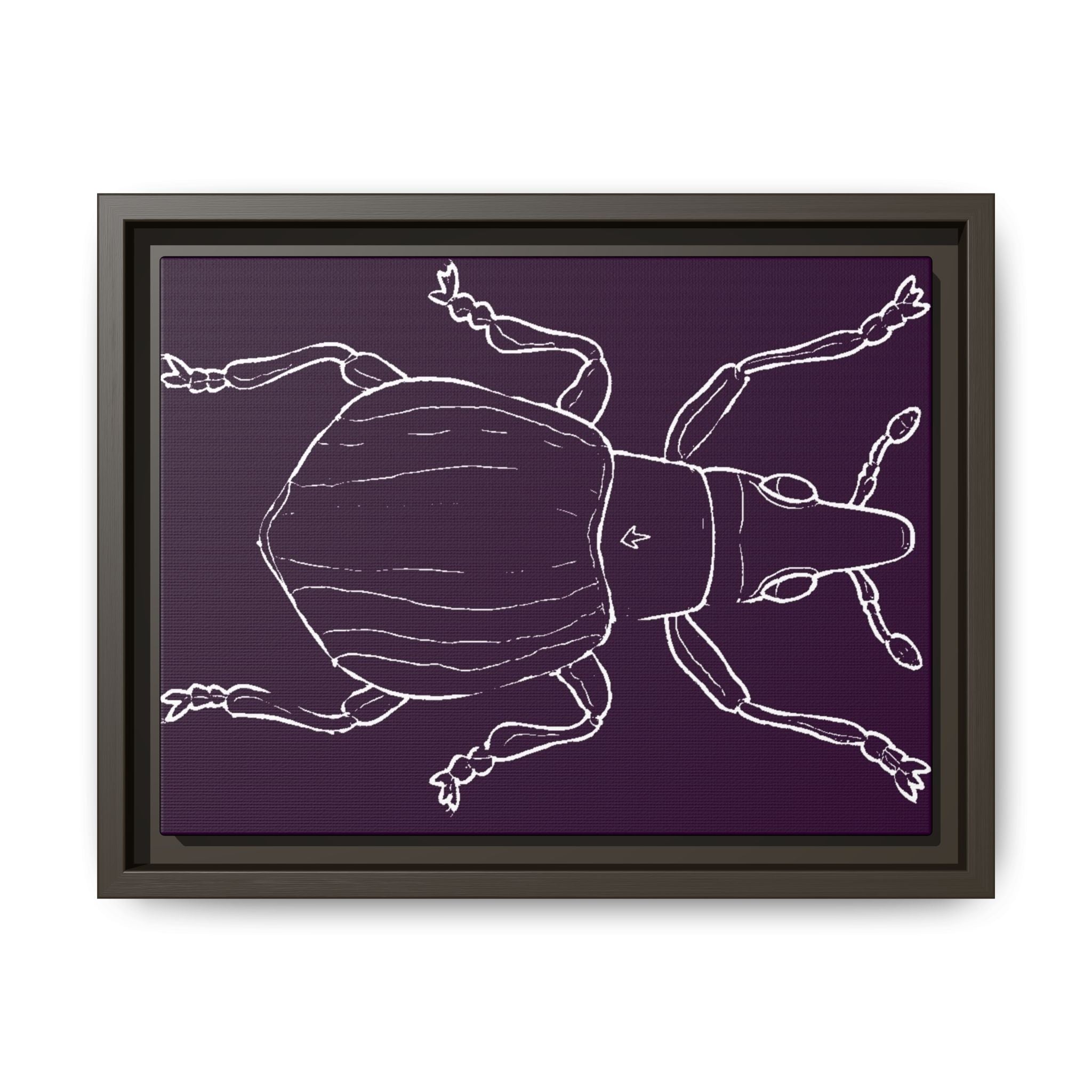 Insect-Inspired Framed Art Print, Unique Home Decor, Beetle Wall Art, Nature Lover Gift, Eco-Friendly Wall Hanging, Purple Insect Design