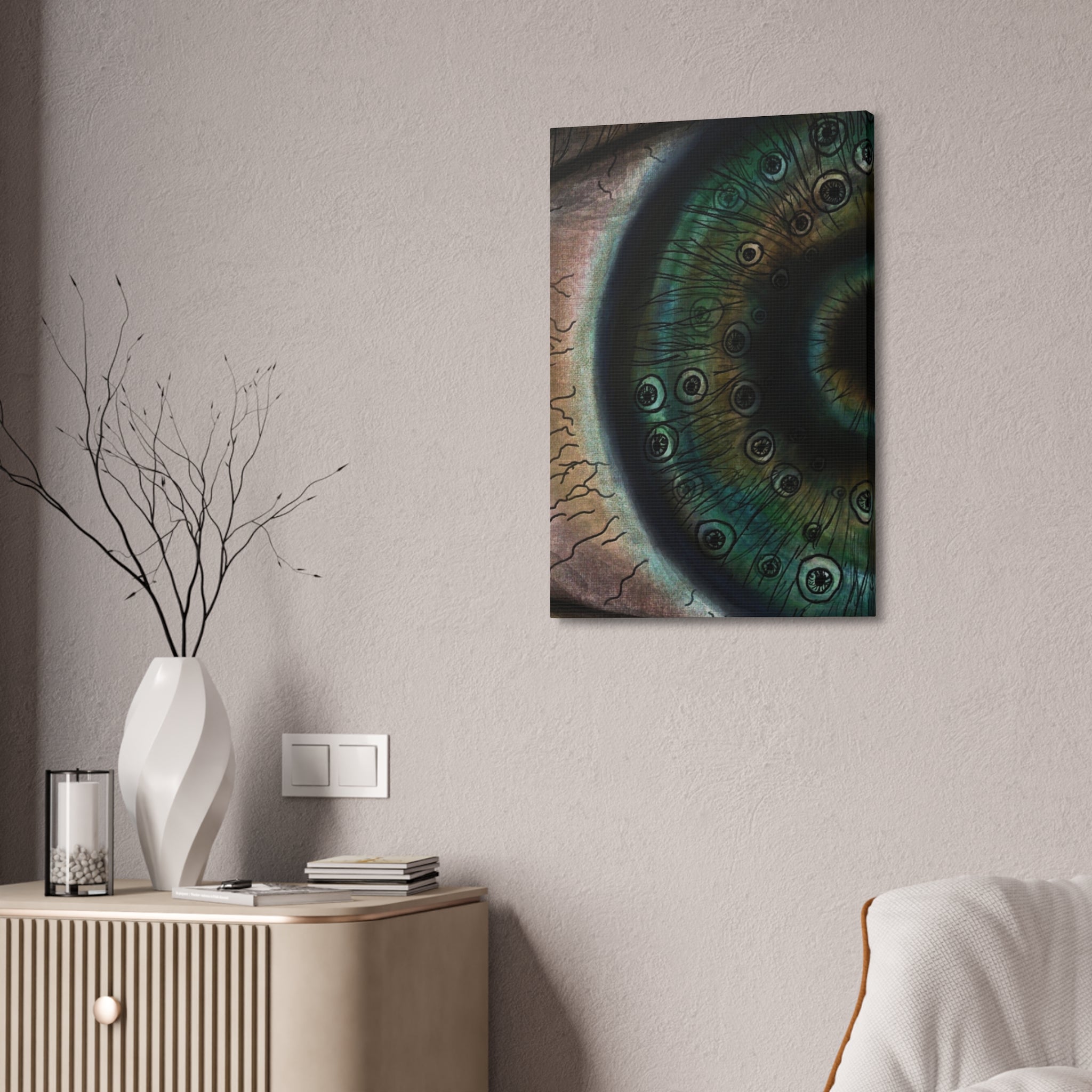 Mystical Eye Canvas Art Print, Eye Shadow Box Wall Decor, Home Aesthetic Artwork, Gift for Art Lovers, Unique Wall Art