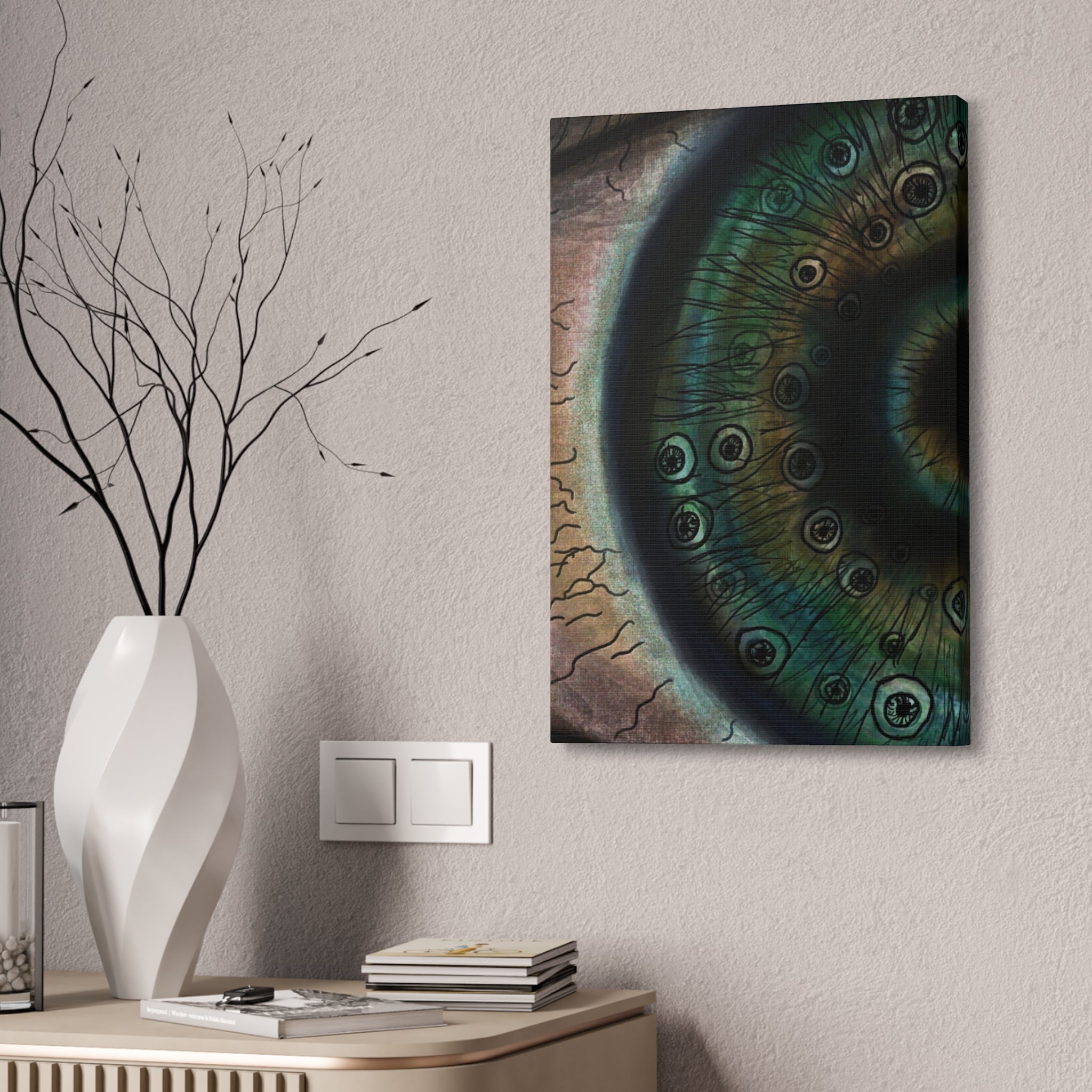 Mystical Eye Canvas Art Print, Eye Shadow Box Wall Decor, Home Aesthetic Artwork, Gift for Art Lovers, Unique Wall Art