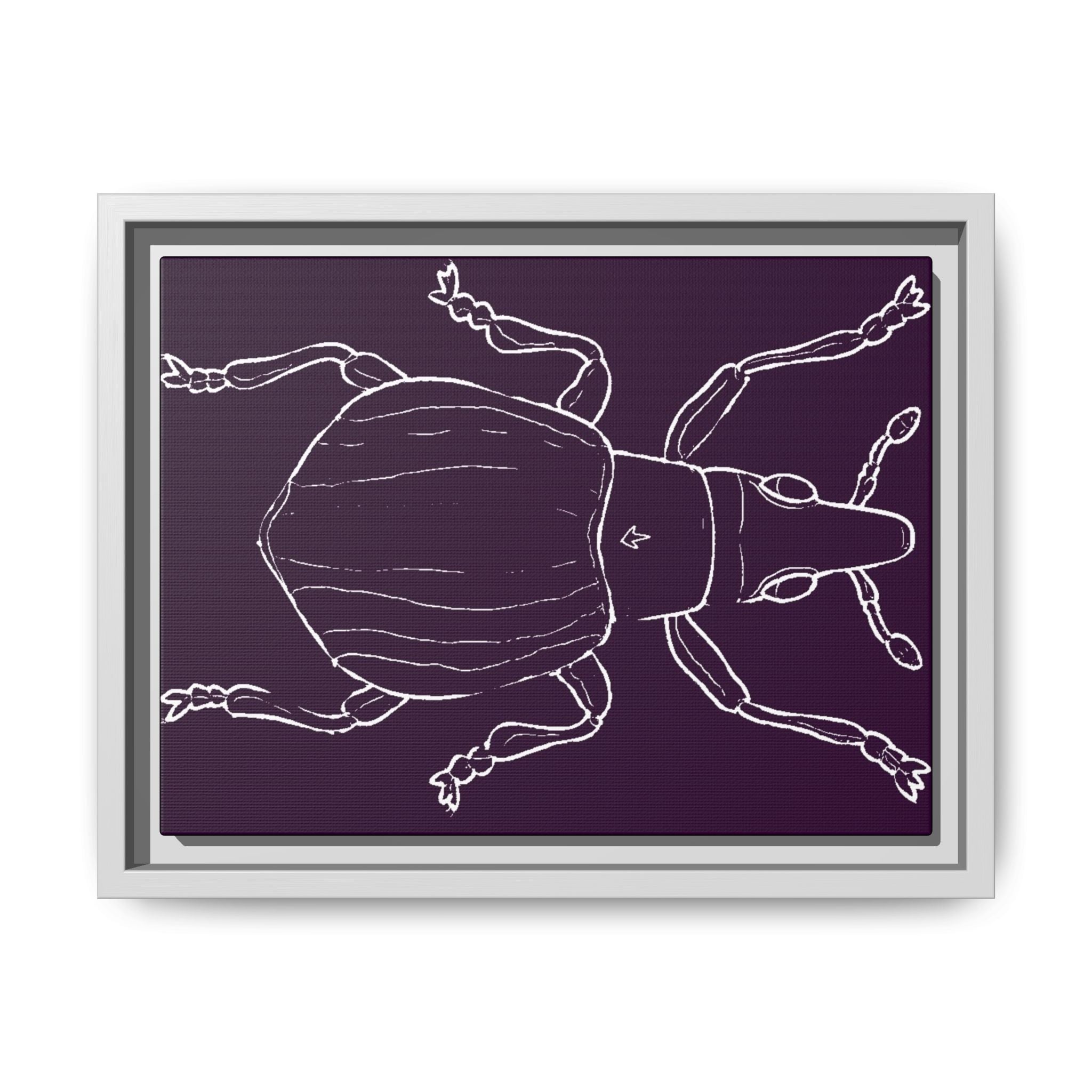 Insect-Inspired Framed Art Print, Unique Home Decor, Beetle Wall Art, Nature Lover Gift, Eco-Friendly Wall Hanging, Purple Insect Design