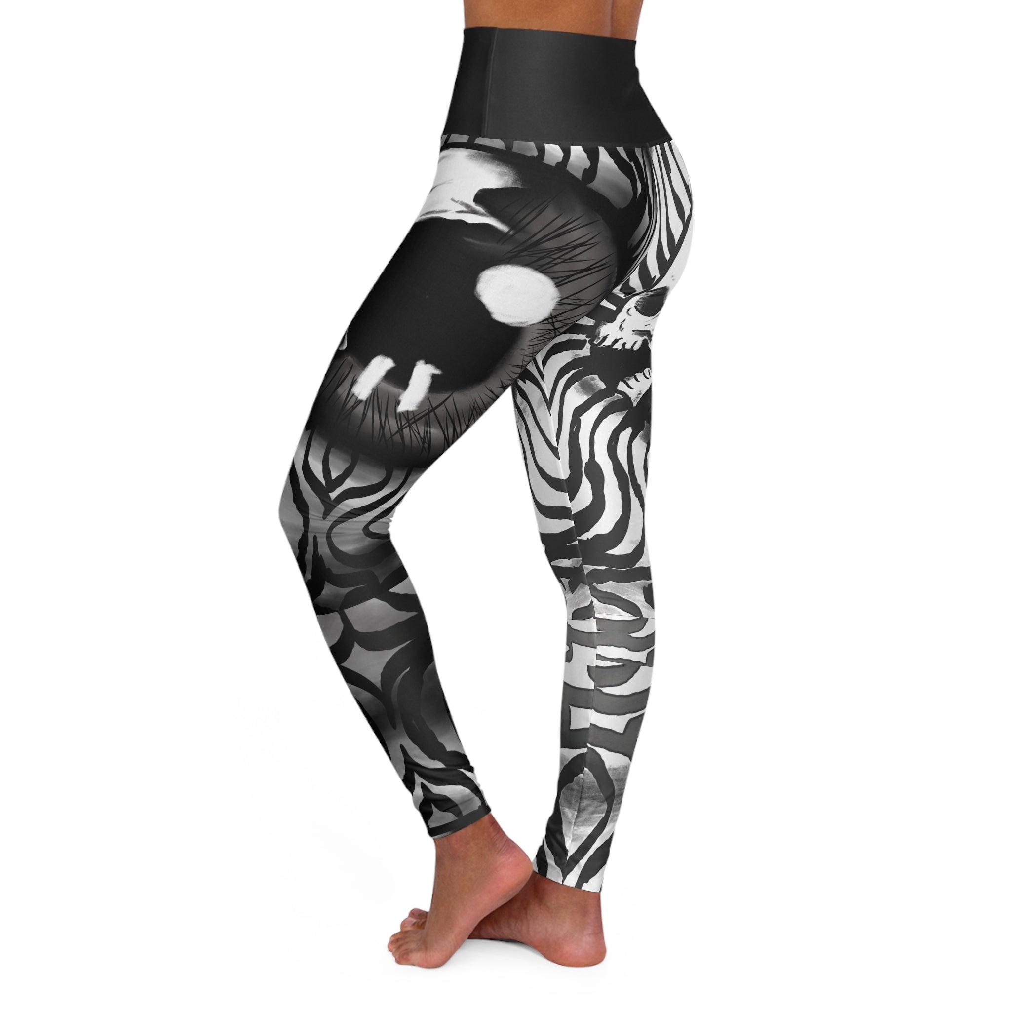 High Waisted Yoga Leggings with Edgy Skull Design, Fitness Apparel, Workout Leggings, Activewear, Gifts for Yoga Lovers, Stylish Leggings