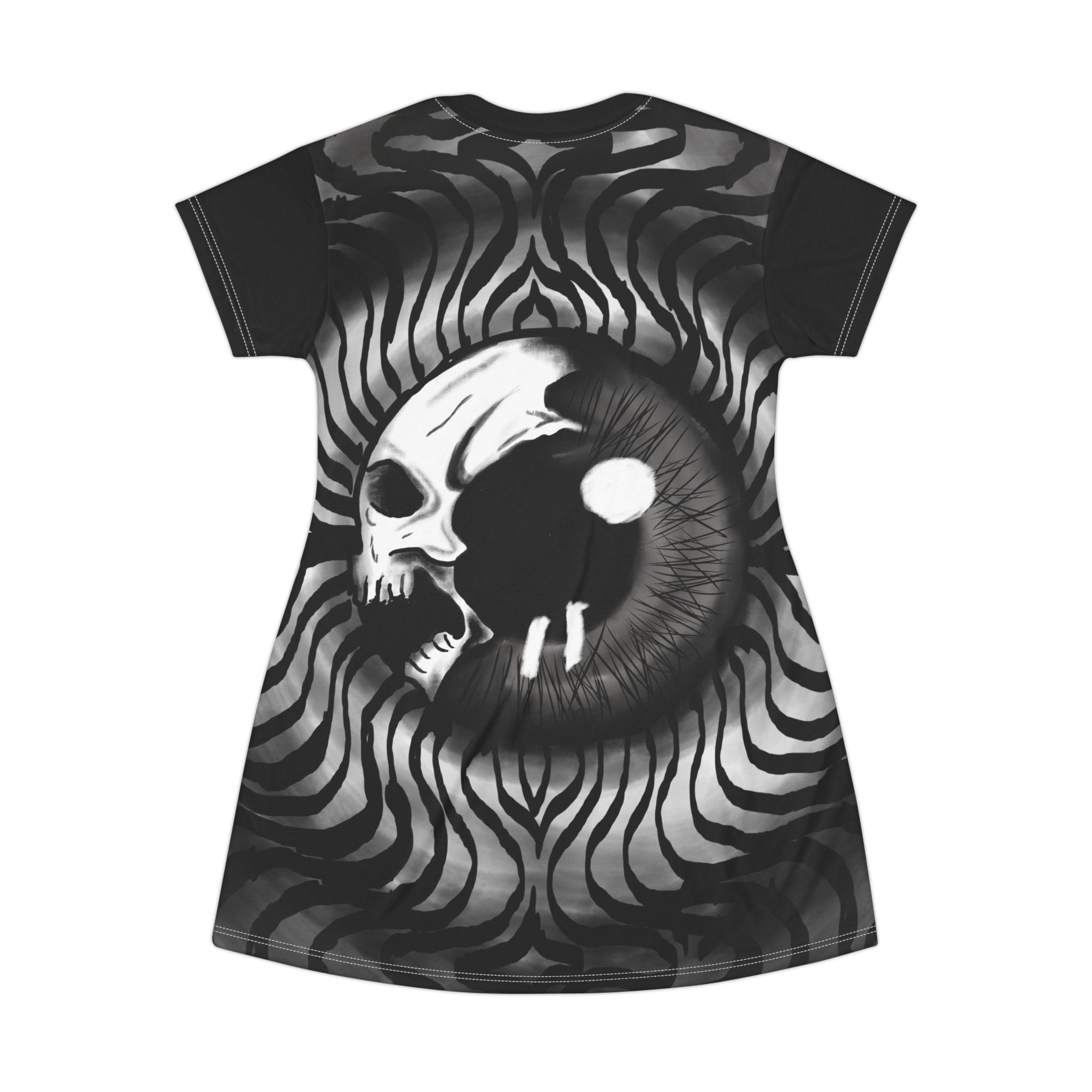 Gothic Skull T-Shirt Dress, Edgy Fashion, Alternative Style, Casual Wear, Grunge Outfit, Unique Gift for Her