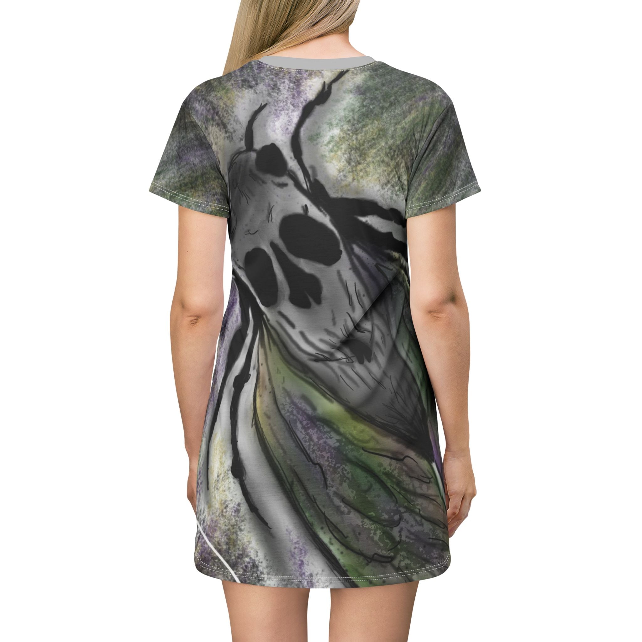 Whimsical Insect T-Shirt Dress - Nature Lover's Outfit, Unique Summer Dress, Artistic Casual Wear, Gifts for Gardeners, Eco-Friendly Fashion