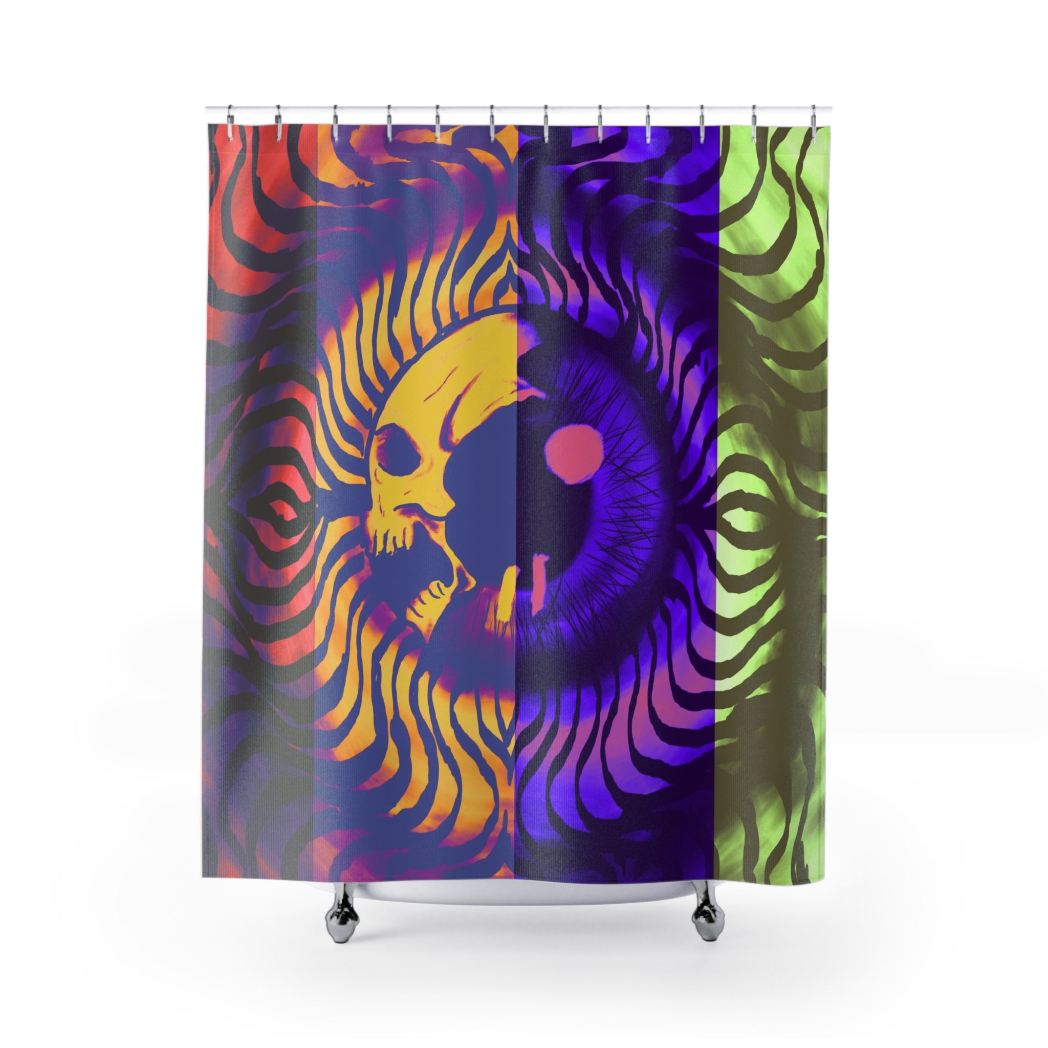 Psychedelic Skull Shower Curtain, Bohemian Bathroom Decor, Unique Gifts, Halloween Vibes, Festival Ready
