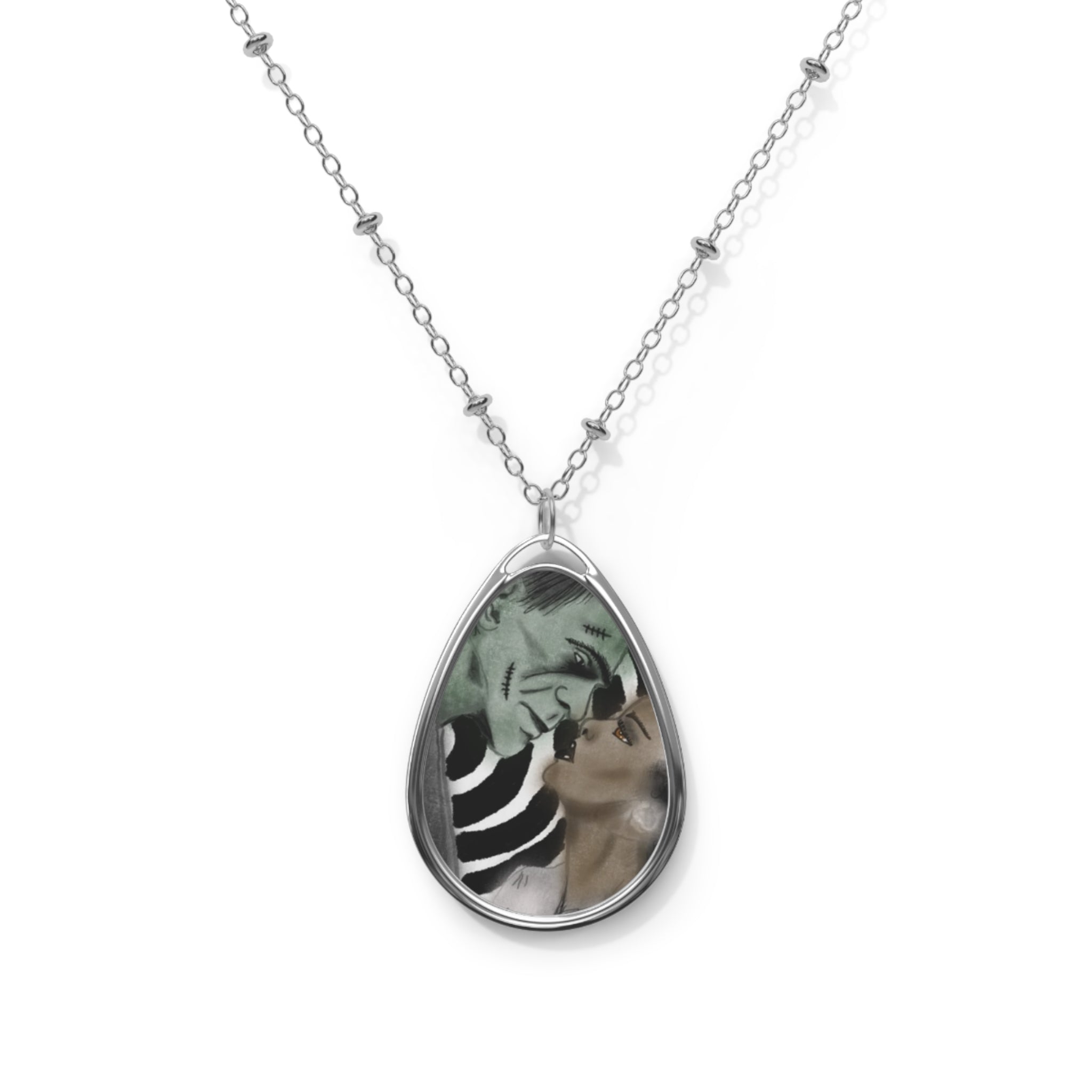 Oval Necklace with Customizable Pendant | Romantic Gift, Personalized Jewelry, Unique Accessories, Anniversary Present, Everyday Wear