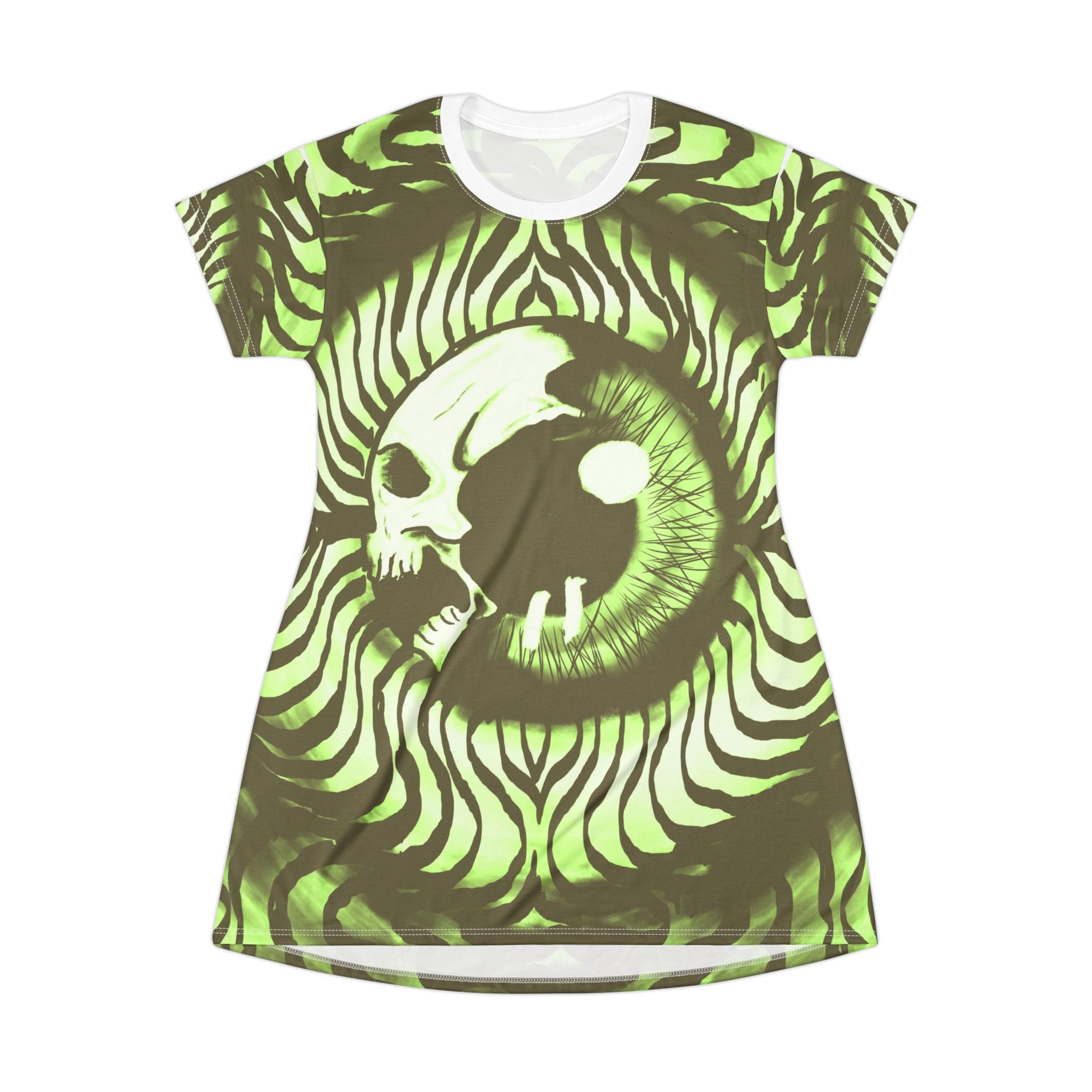Edgy Skull Eye T-Shirt Dress, Trendy Casual Wear, Gothic Fashion, Unique Summer Outfit, Alternative Style Dress