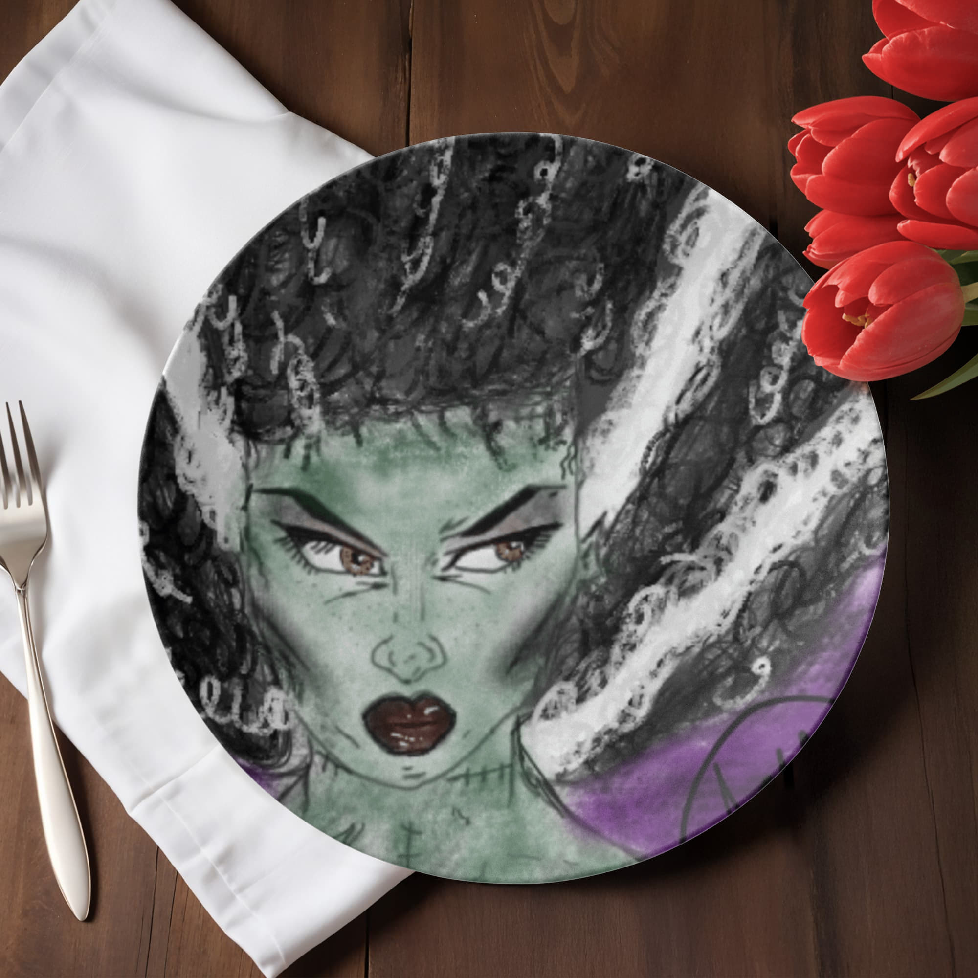 Annoyed Bride of Frankenstein Plate