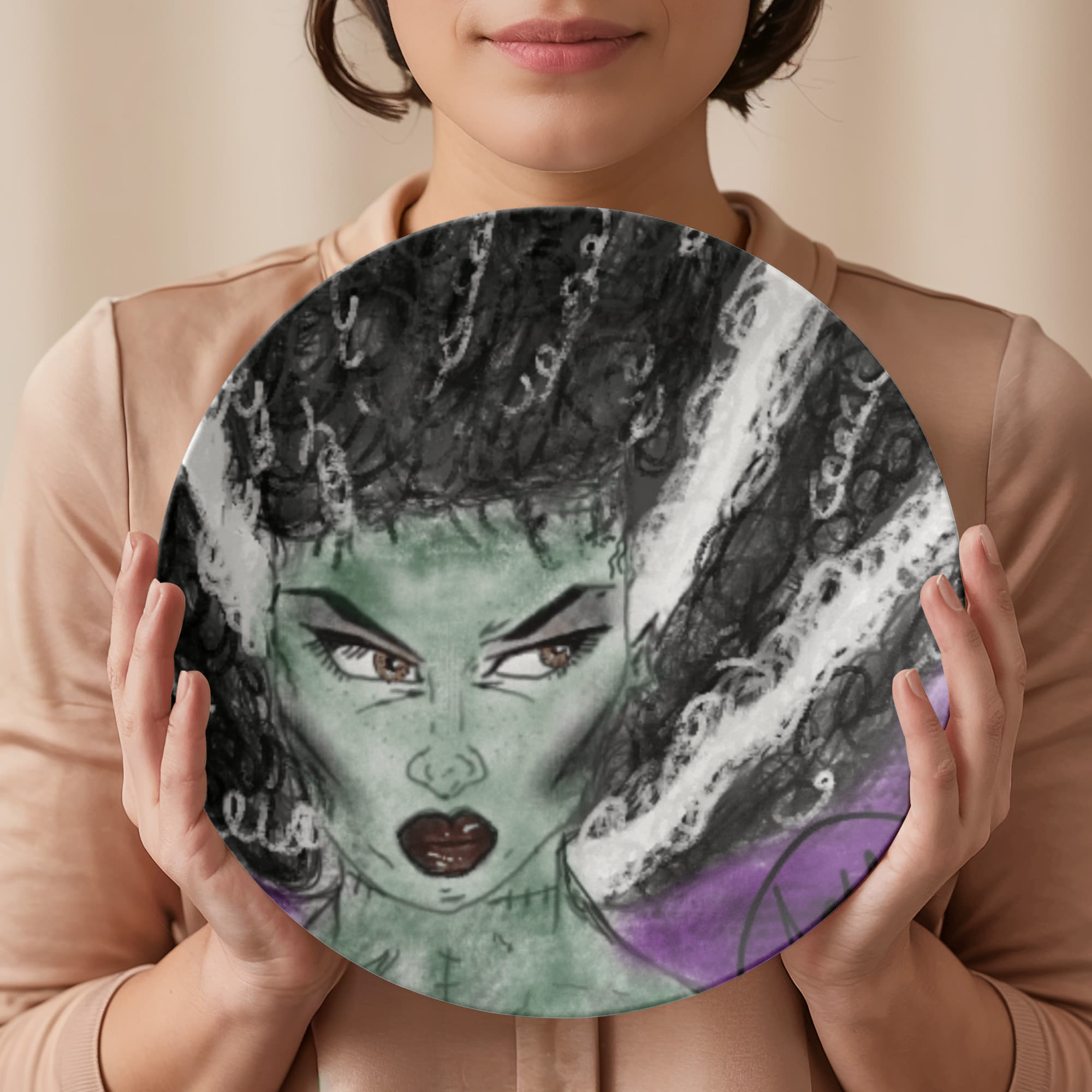 Annoyed Bride of Frankenstein Plate