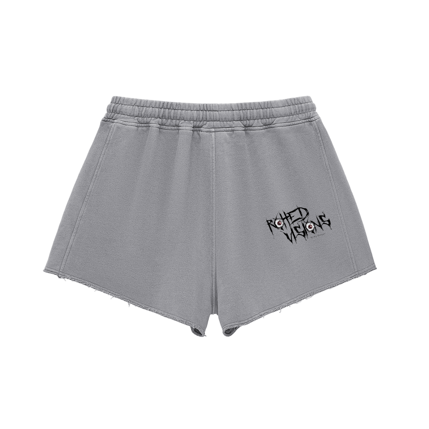 Snow Washed Raw Edge Drawstring Shorts